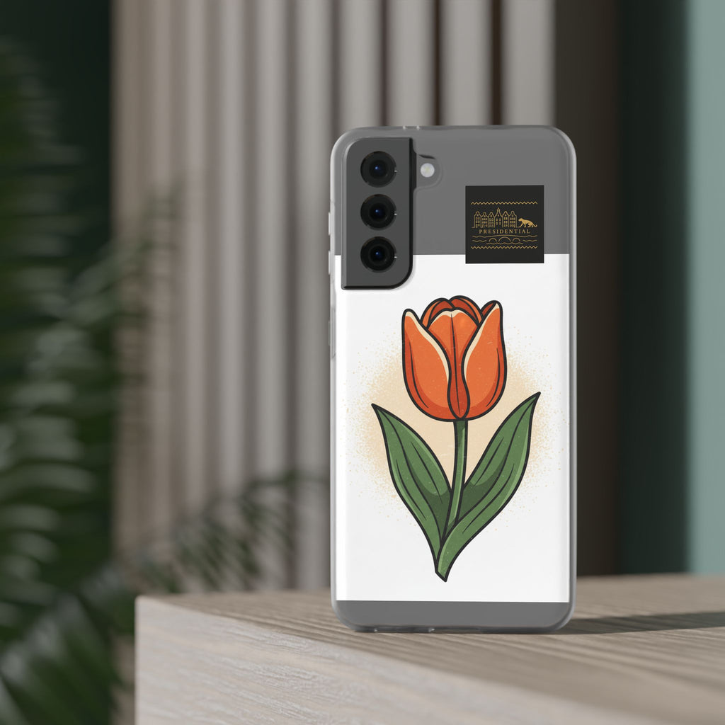 Orange Tulip Phone Case – Floral Flexi Case for Women, Spring Gift