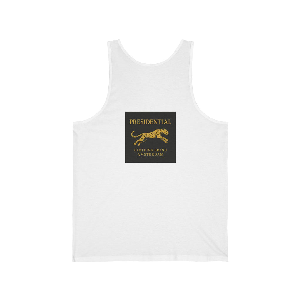 Floral & Presidential Graphic Tank Top — Minimal Flower and Bold Emblem Jersey Tank