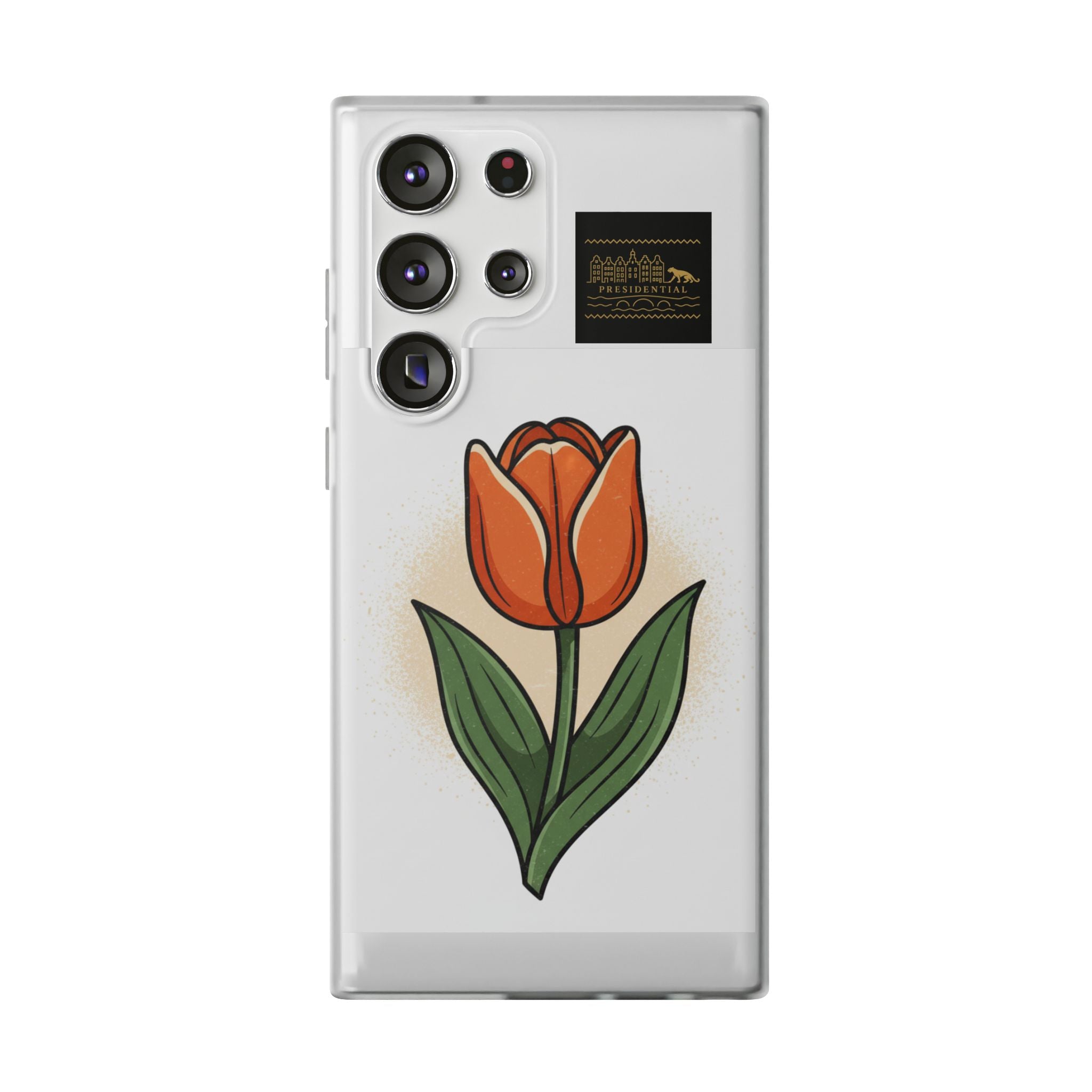 Orange Tulip Phone Case – Floral Flexi Case for Women, Spring Gift