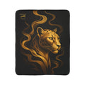 Leopard Flame Fleece Sherpa Blanket — Golden Wild Cat Cozy Throw