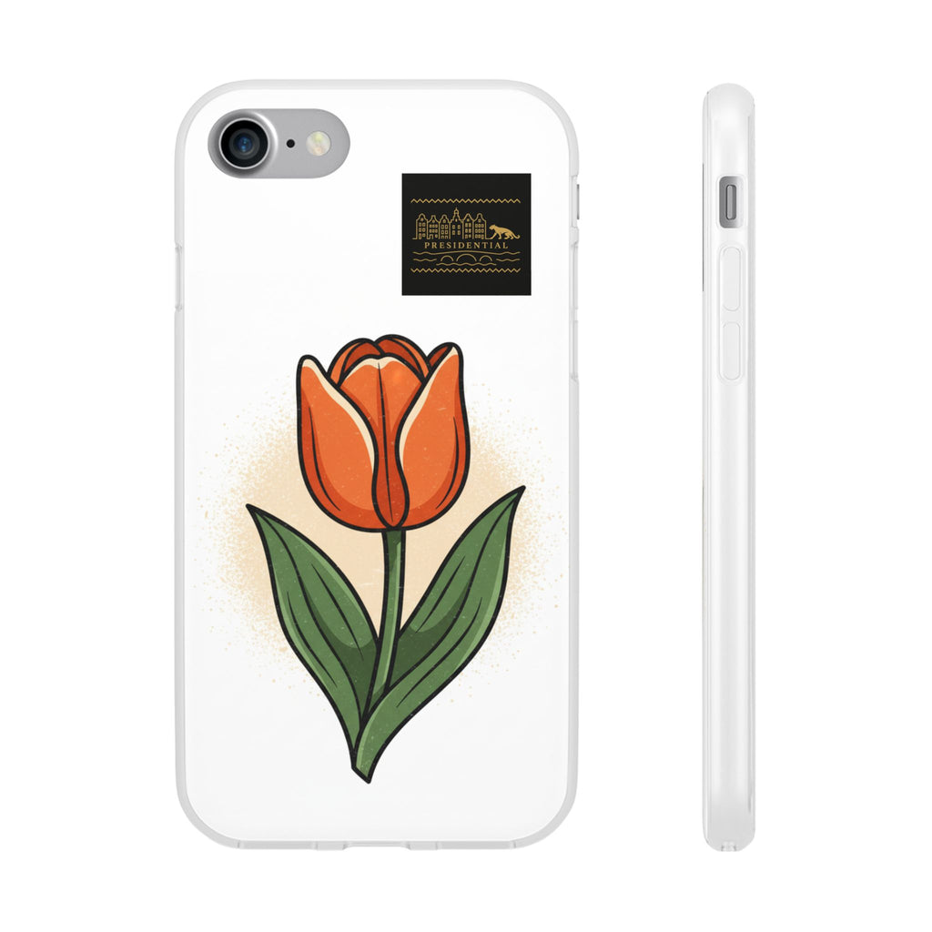 Orange Tulip Phone Case – Floral Flexi Case for Women, Spring Gift
