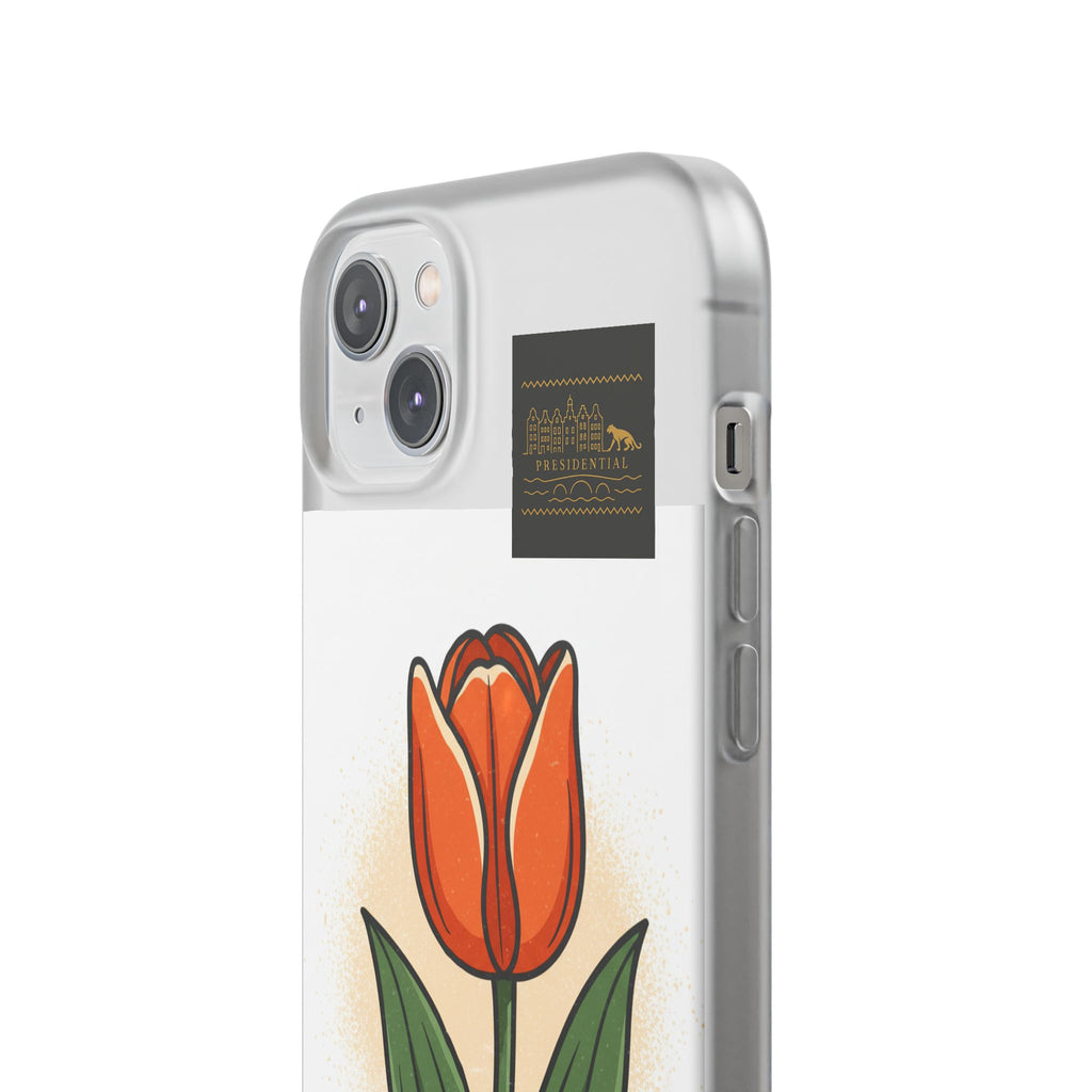 Orange Tulip Phone Case – Floral Flexi Case for Women, Spring Gift