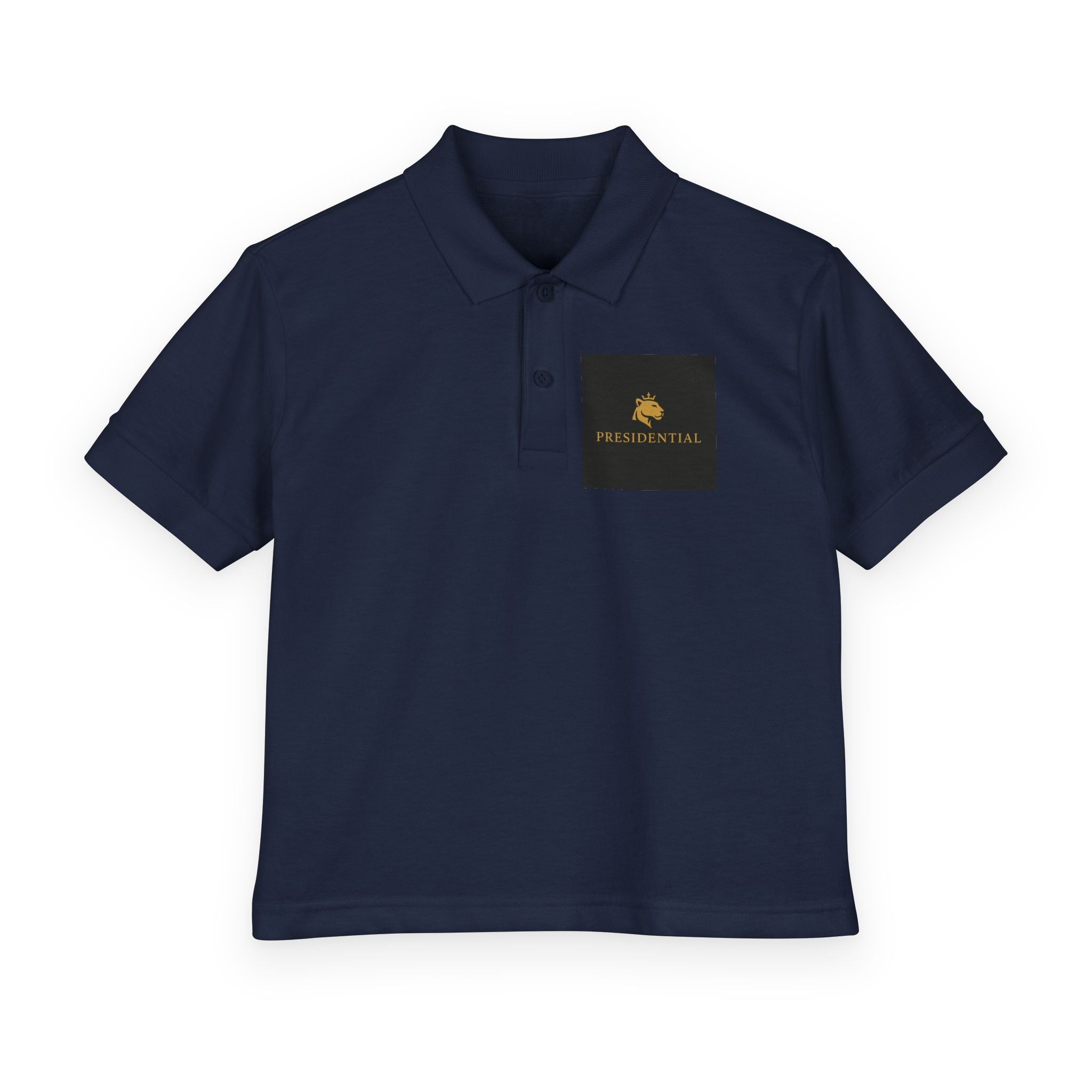 Youth Polo — Presidential Clothing Brand Logo (Gold Leopard)