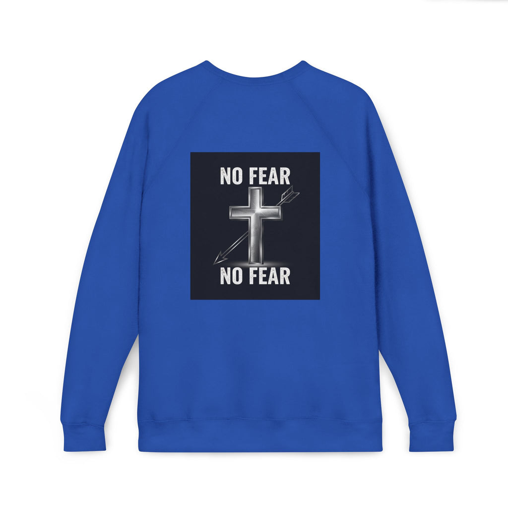 No Fear Cross Sweatshirt — Christian Faith Graphic Raglan