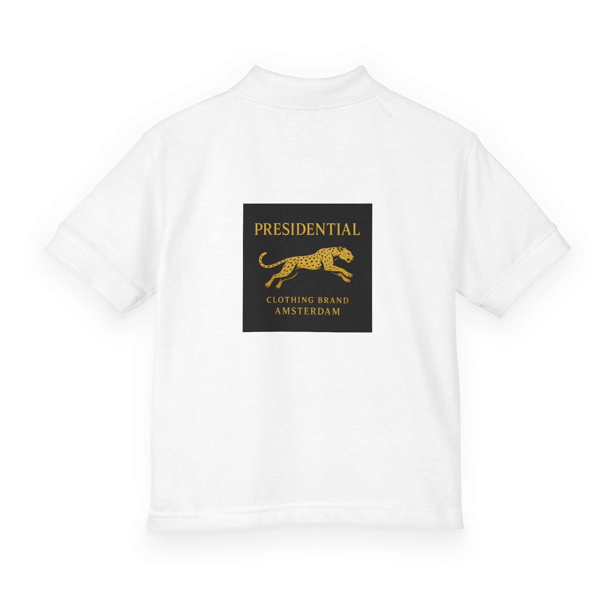 Youth Polo — Presidential Clothing Brand Logo (Gold Leopard)