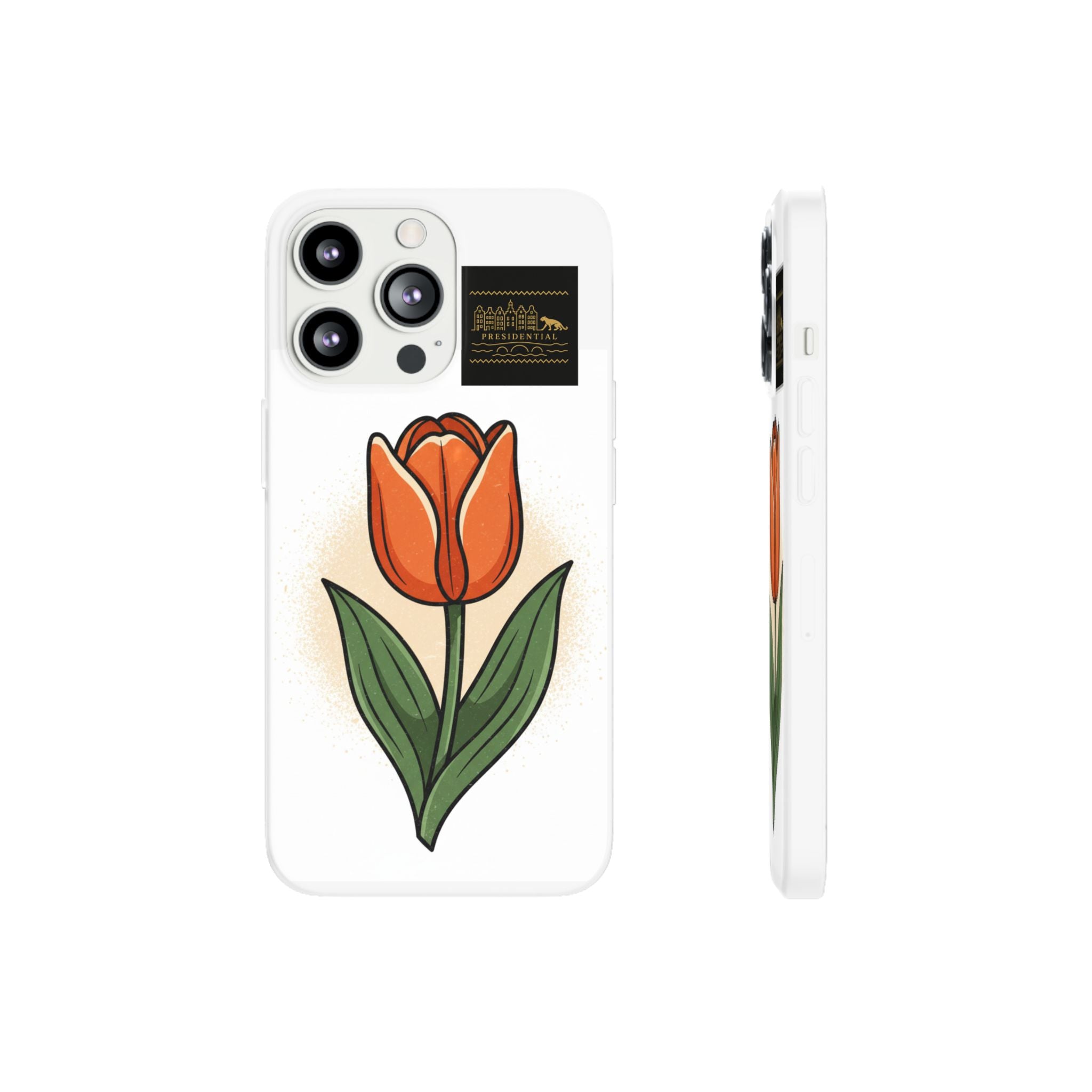 Orange Tulip Phone Case – Floral Flexi Case for Women, Spring Gift