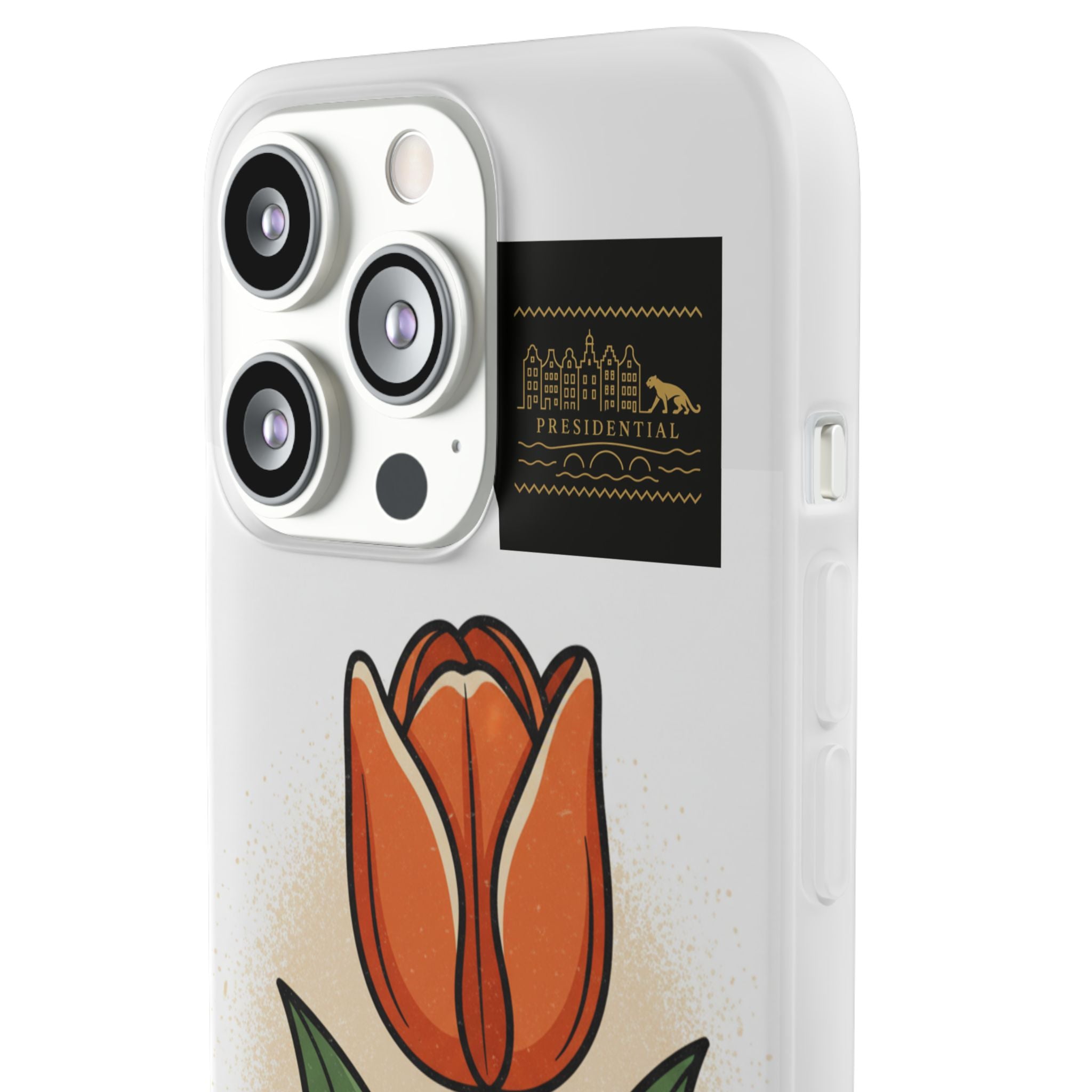 Orange Tulip Phone Case – Floral Flexi Case for Women, Spring Gift