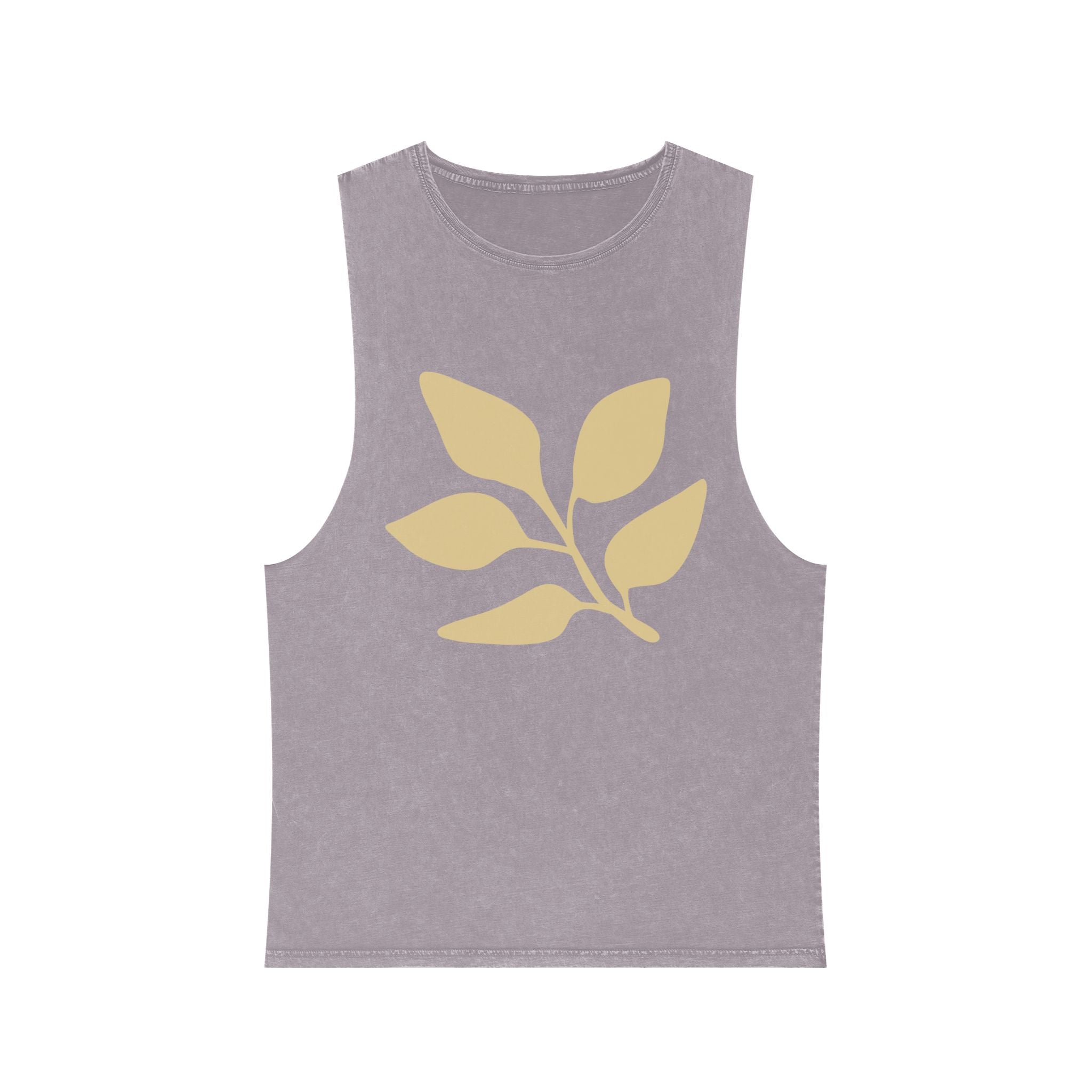 Stonewash Muscle Tank — Minimal Gold Leaf & Panther Graphic