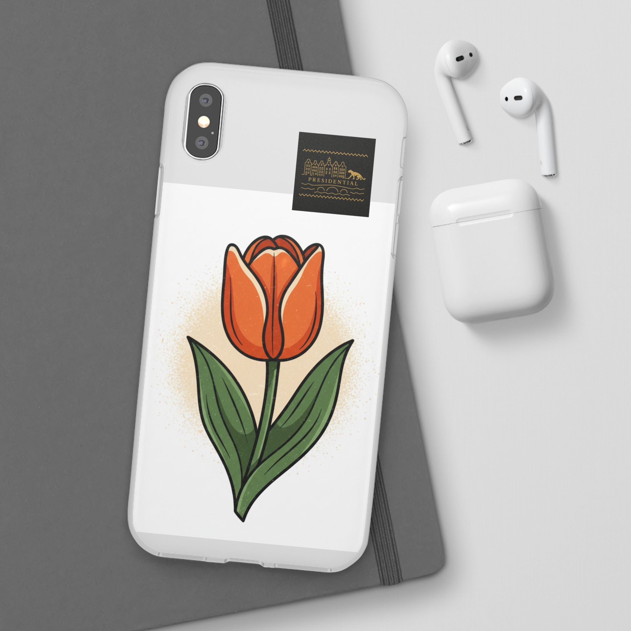 Orange Tulip Phone Case – Floral Flexi Case for Women, Spring Gift