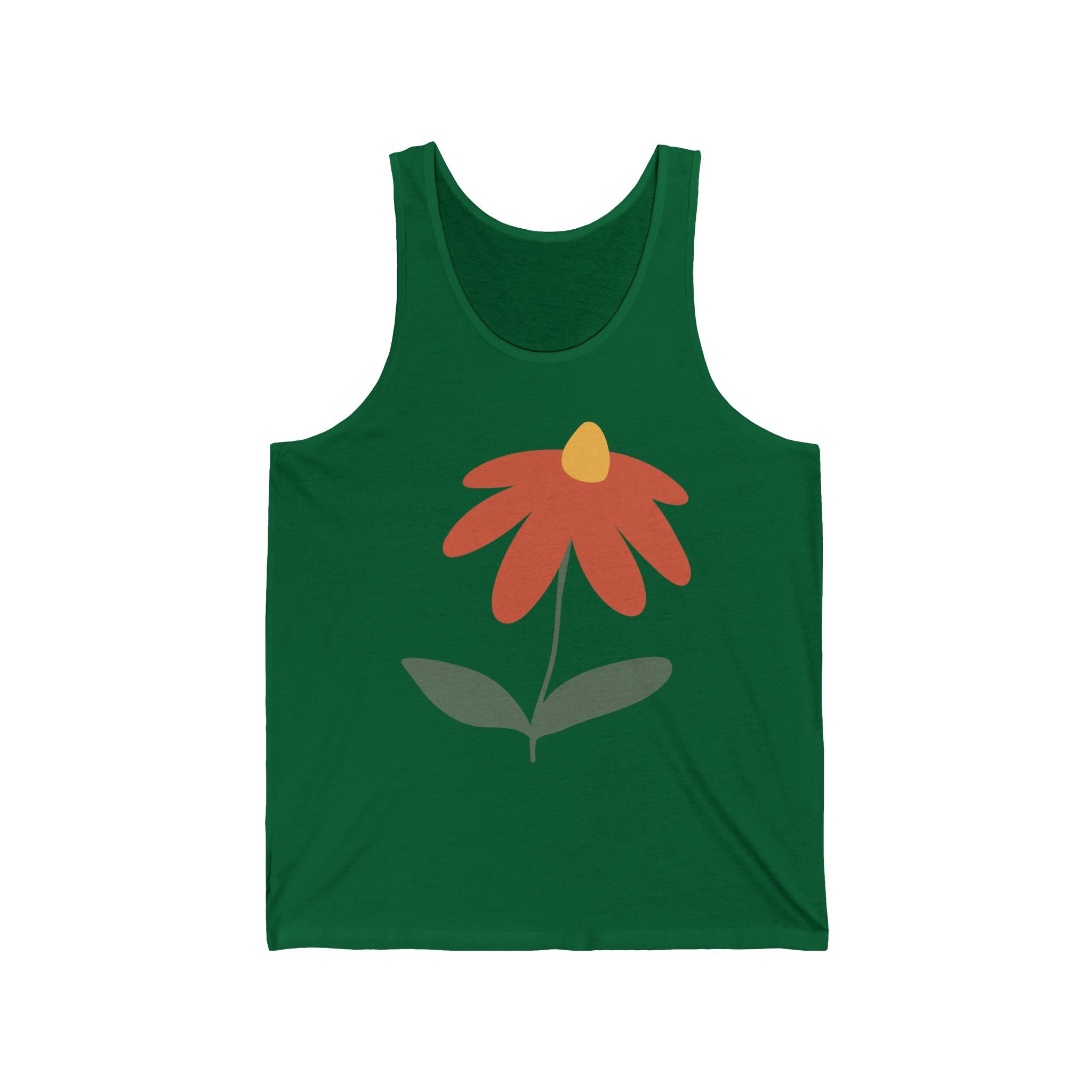 Floral & Presidential Graphic Tank Top — Minimal Flower and Bold Emblem Jersey Tank