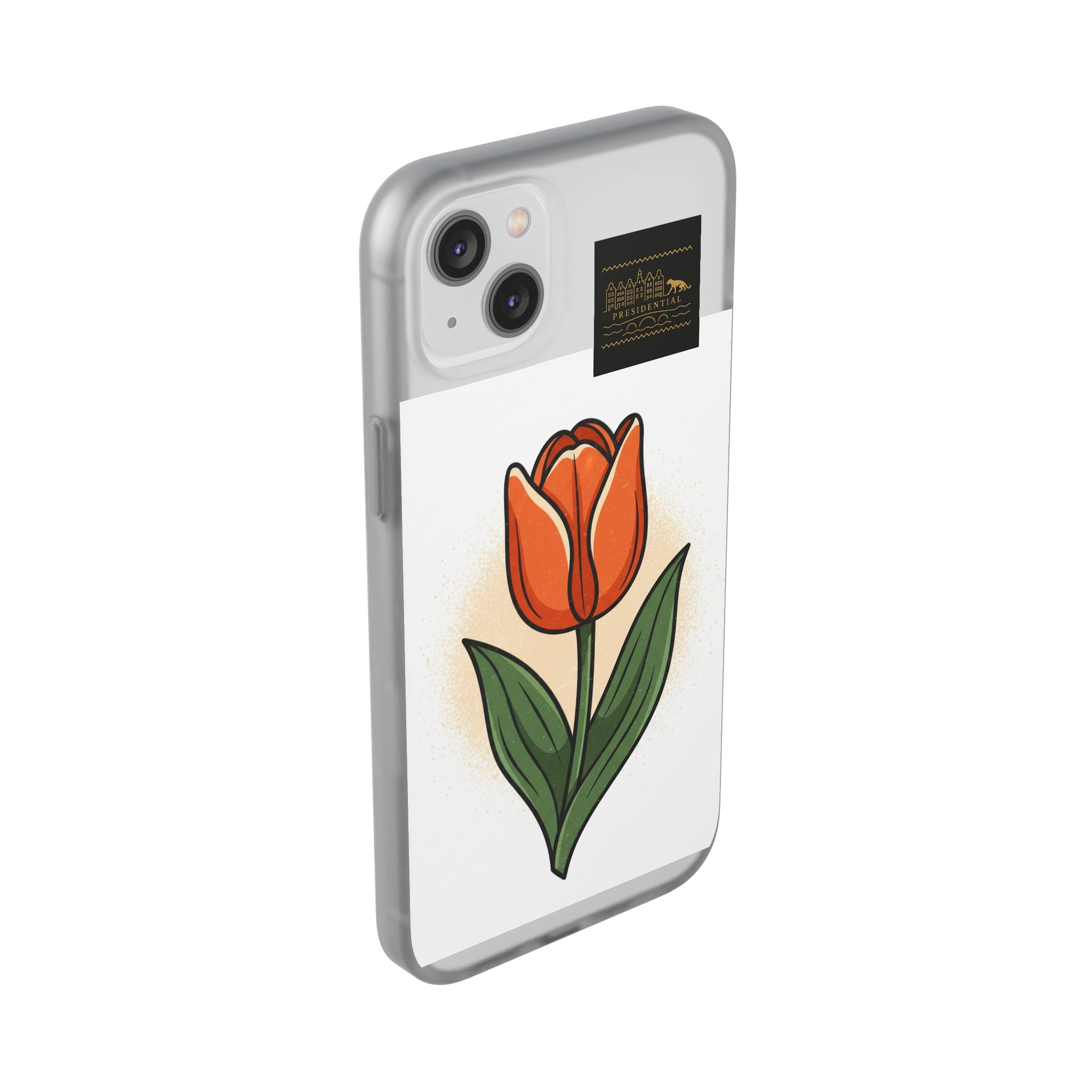 Orange Tulip Phone Case – Floral Flexi Case for Women, Spring Gift