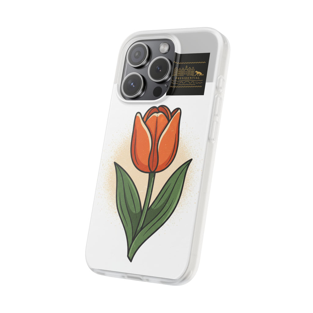 Orange Tulip Phone Case – Floral Flexi Case for Women, Spring Gift