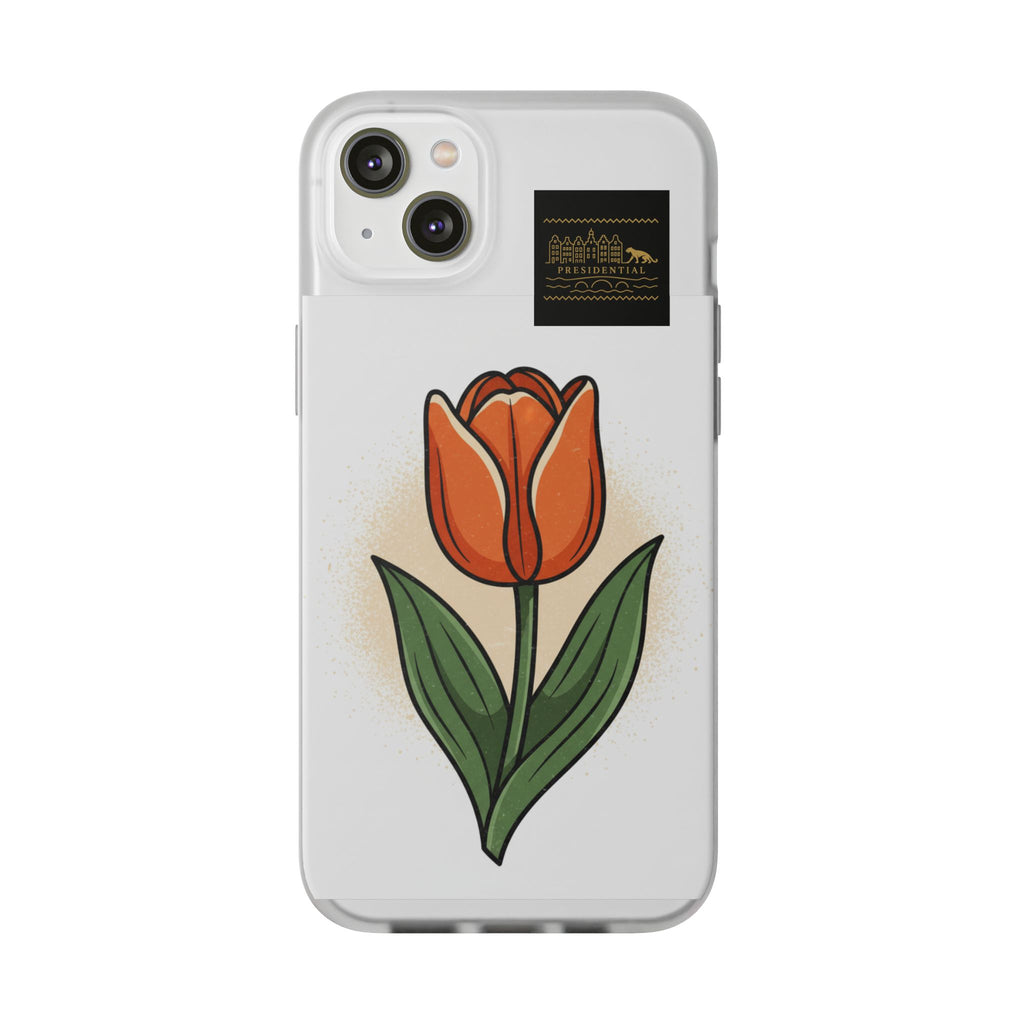 Orange Tulip Phone Case – Floral Flexi Case for Women, Spring Gift