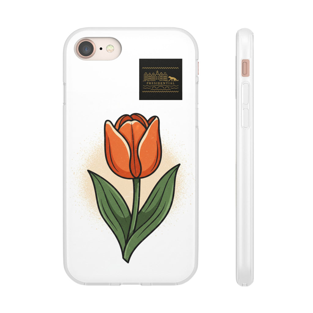 Orange Tulip Phone Case – Floral Flexi Case for Women, Spring Gift