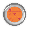 Compact Travel Mirror — Orange Tic‑Tac‑Toe Hearts Pocket Mirror