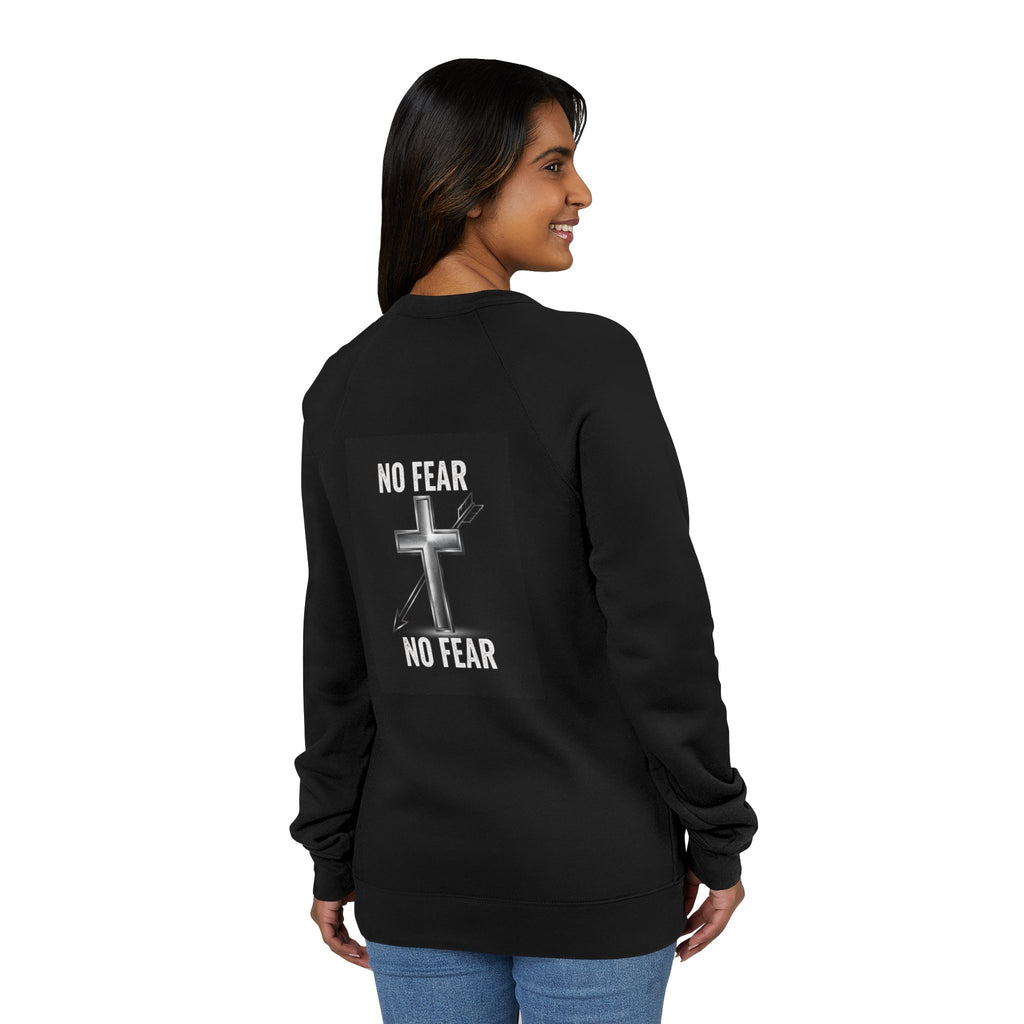 No Fear Cross Sweatshirt — Christian Faith Graphic Raglan