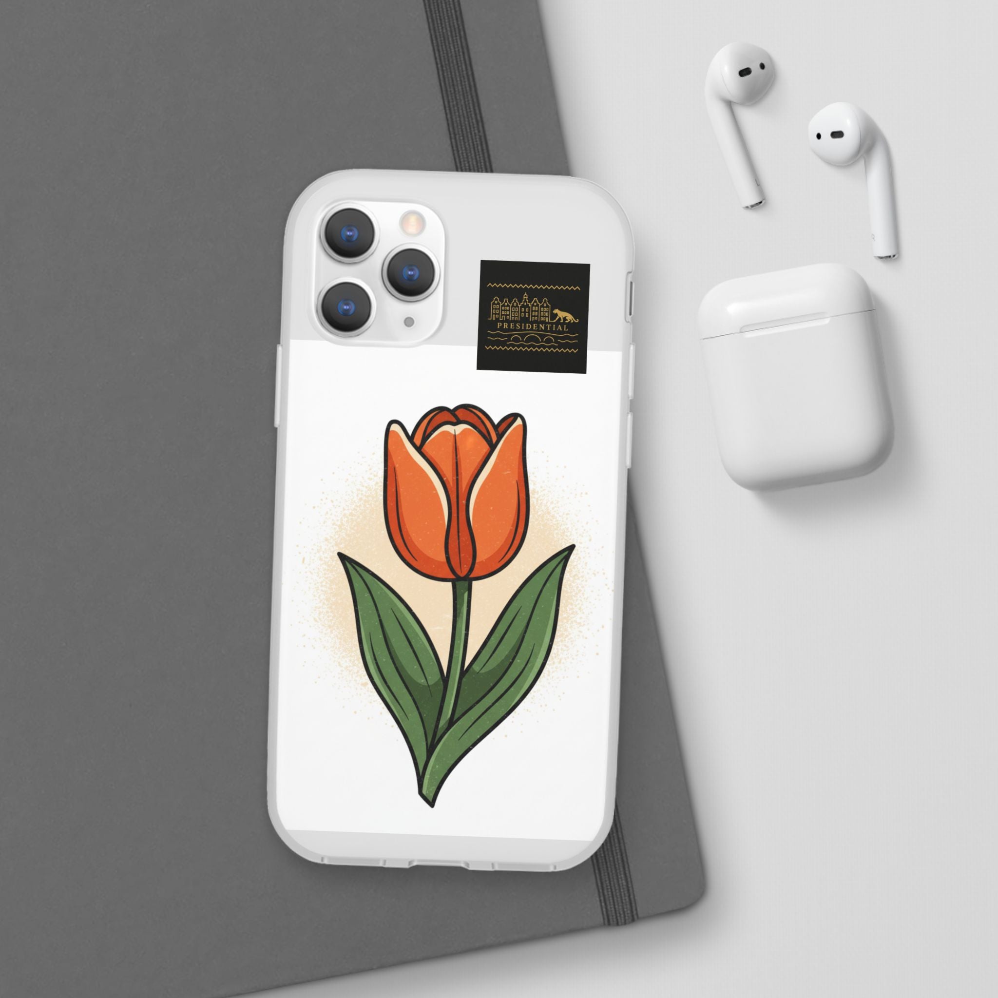 Orange Tulip Phone Case – Floral Flexi Case for Women, Spring Gift