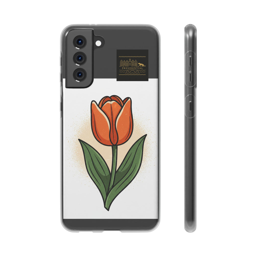 Orange Tulip Phone Case – Floral Flexi Case for Women, Spring Gift