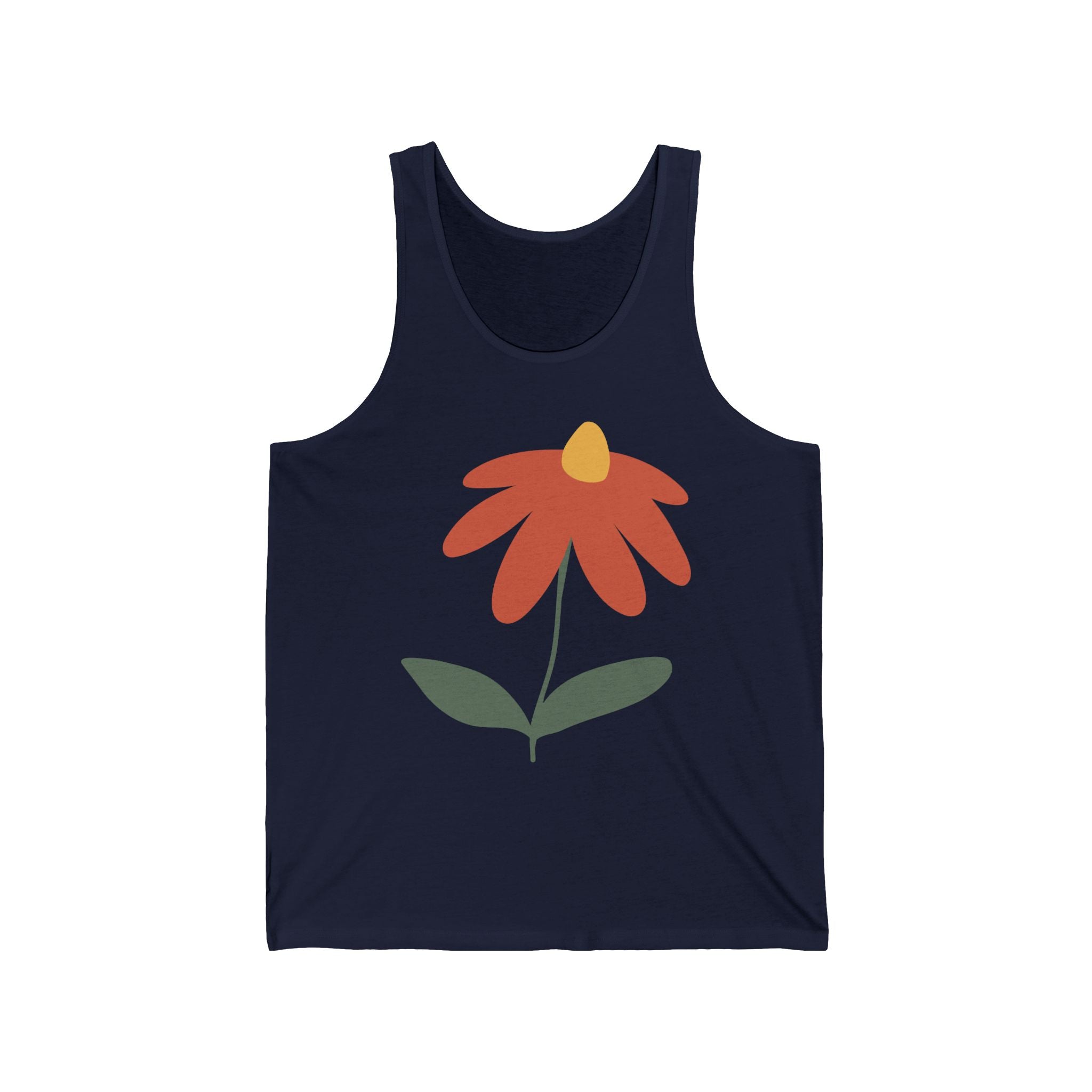 Floral & Presidential Graphic Tank Top — Minimal Flower and Bold Emblem Jersey Tank