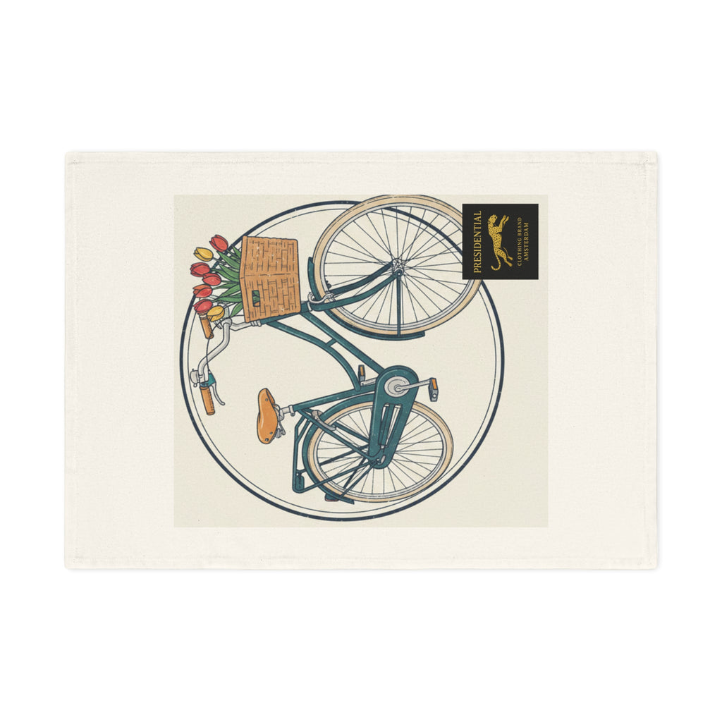 Vintage Bicycle with Tulips Cotton Tea Towel