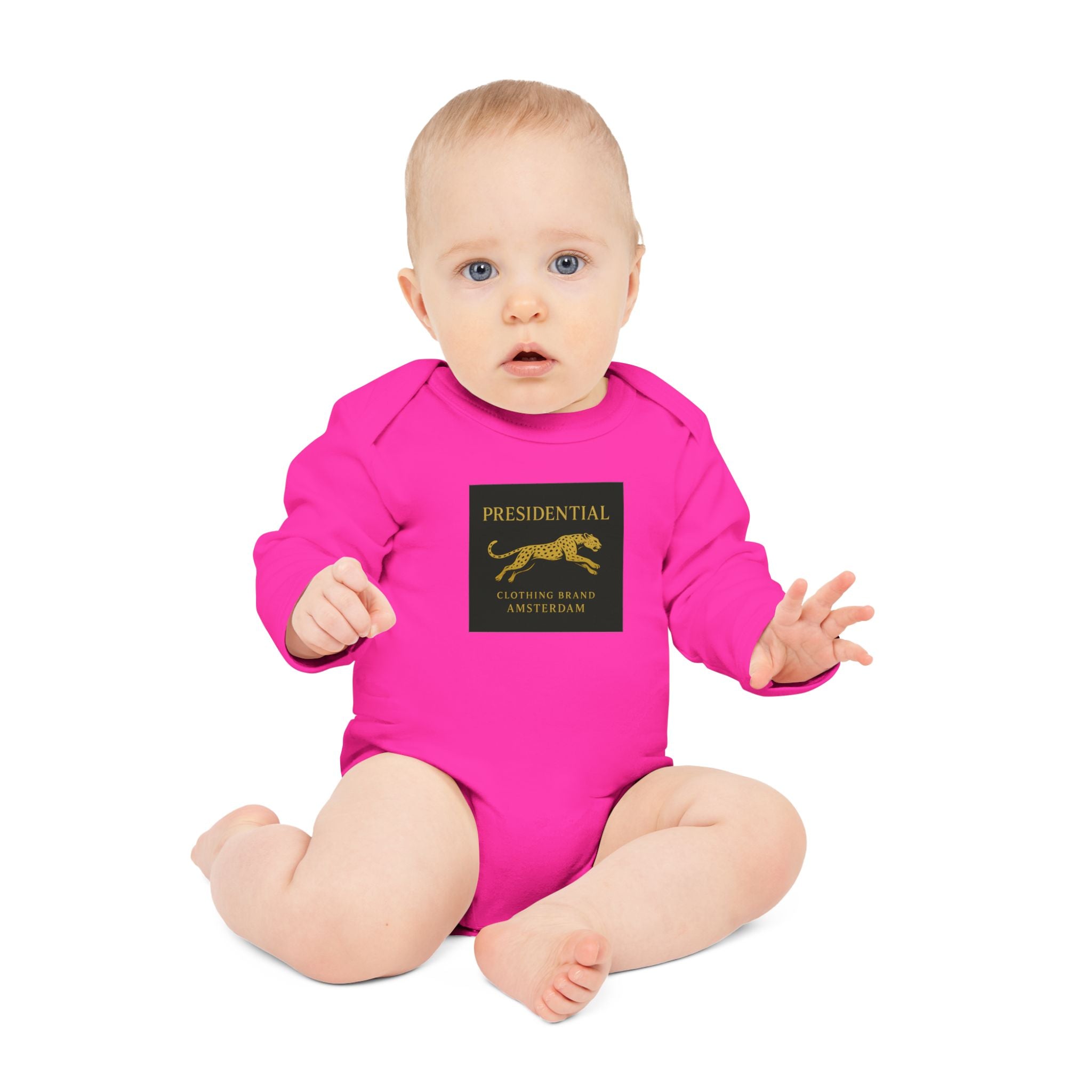Baby Bodysuit — 'Presidential' Gold Leopard Organic Long-Sleeve Onesie