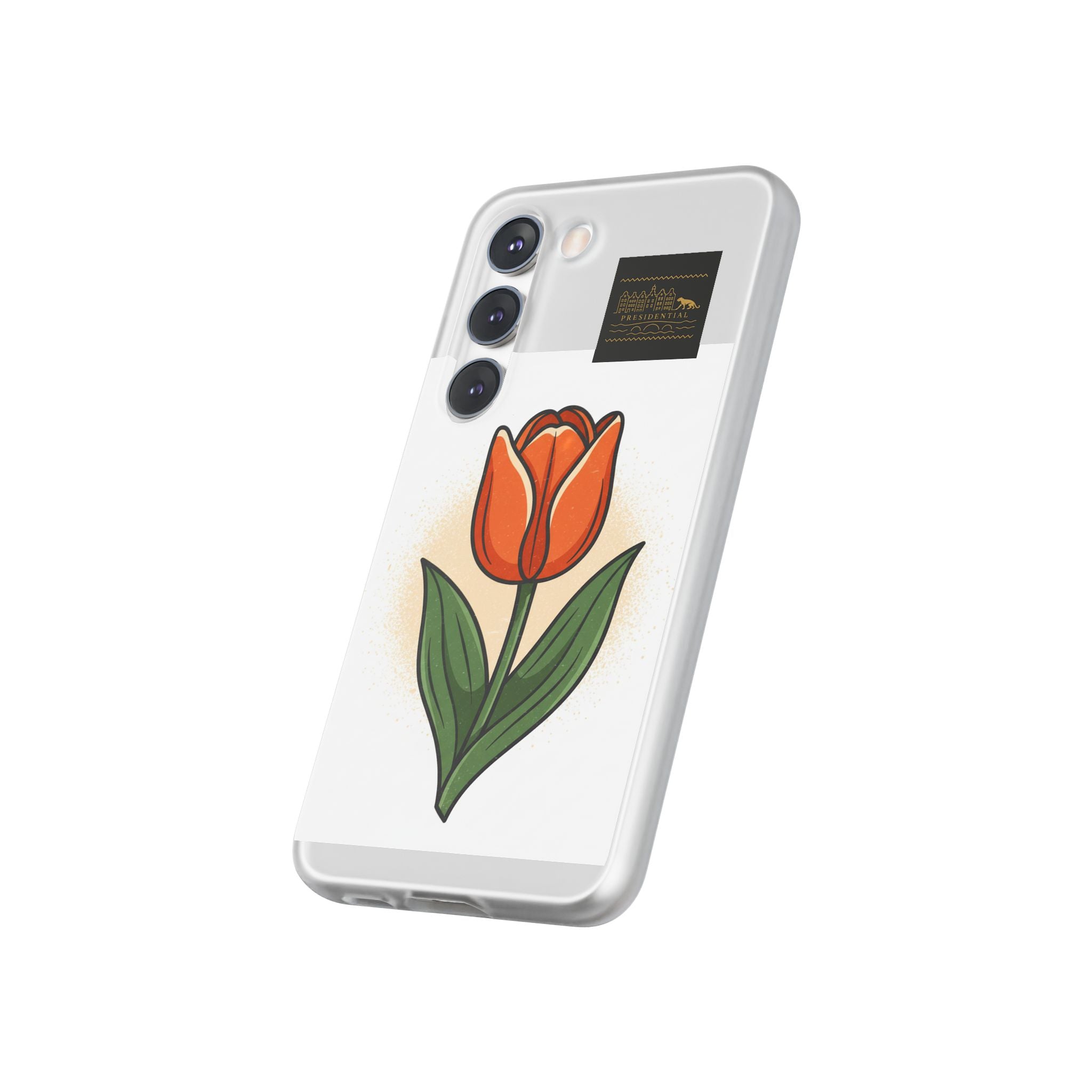 Orange Tulip Phone Case – Floral Flexi Case for Women, Spring Gift