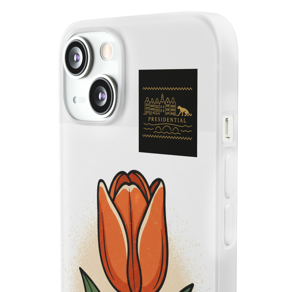 Orange Tulip Phone Case – Floral Flexi Case for Women, Spring Gift
