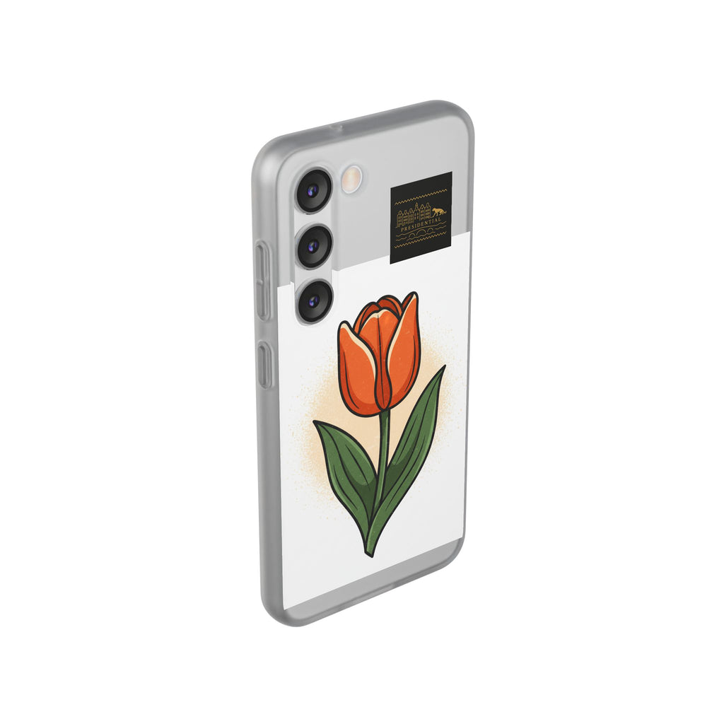 Orange Tulip Phone Case – Floral Flexi Case for Women, Spring Gift