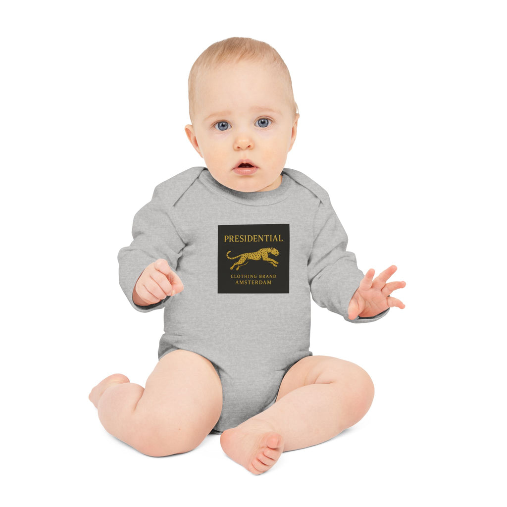 Baby Bodysuit — 'Presidential' Gold Leopard Organic Long-Sleeve Onesie