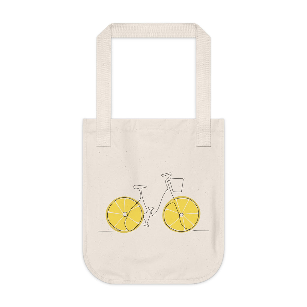Amsterdam City Map Tote — Yellow Bike Illustration Organic Canvas Tote Bag