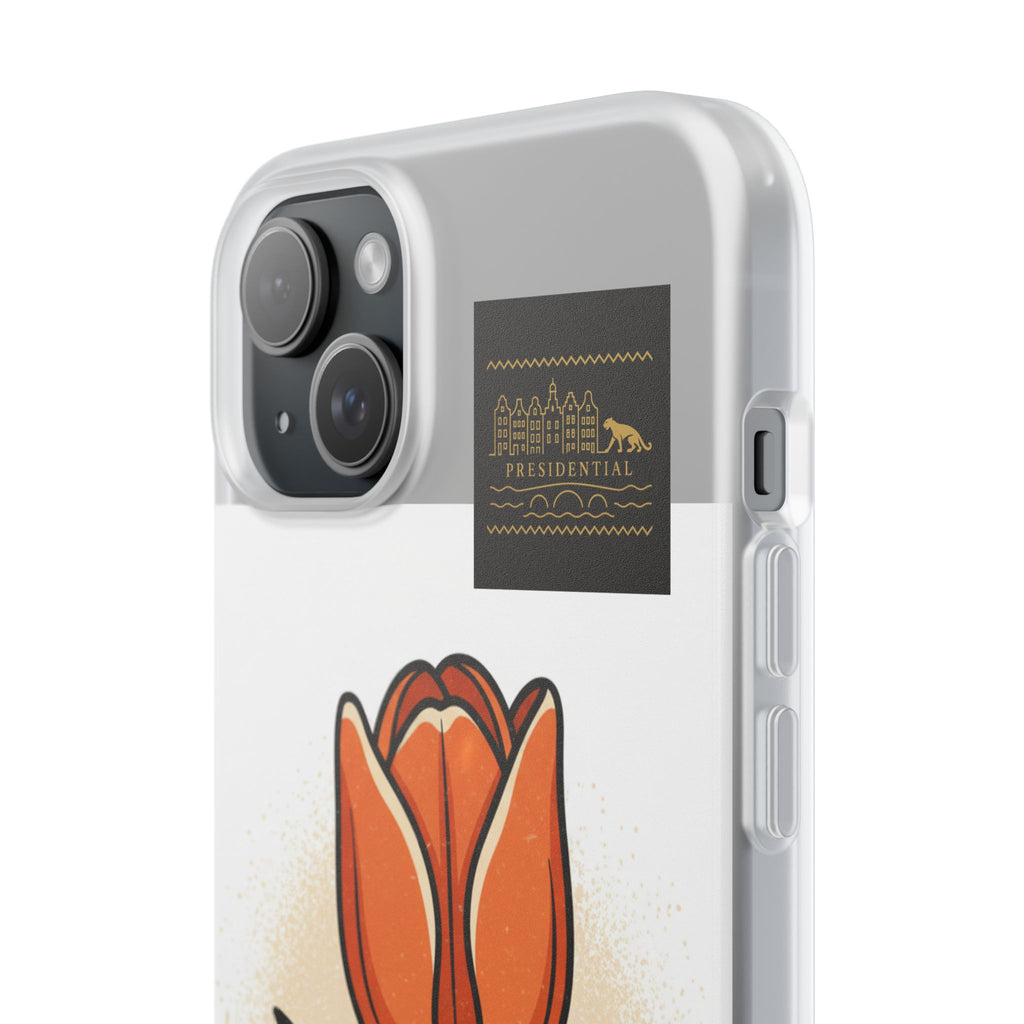 Orange Tulip Phone Case – Floral Flexi Case for Women, Spring Gift
