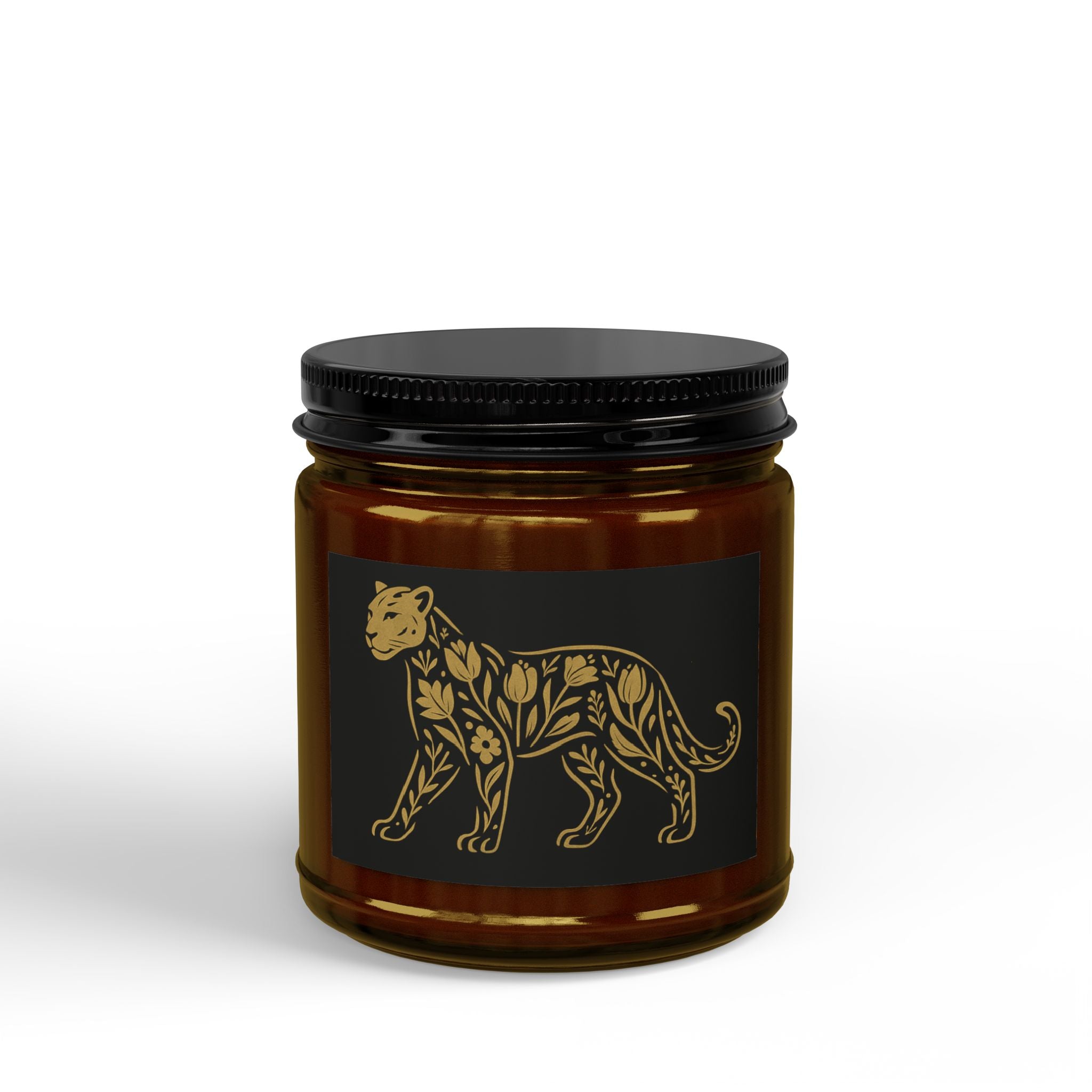 Presidential Amber Glass Candle — Golden Leopard