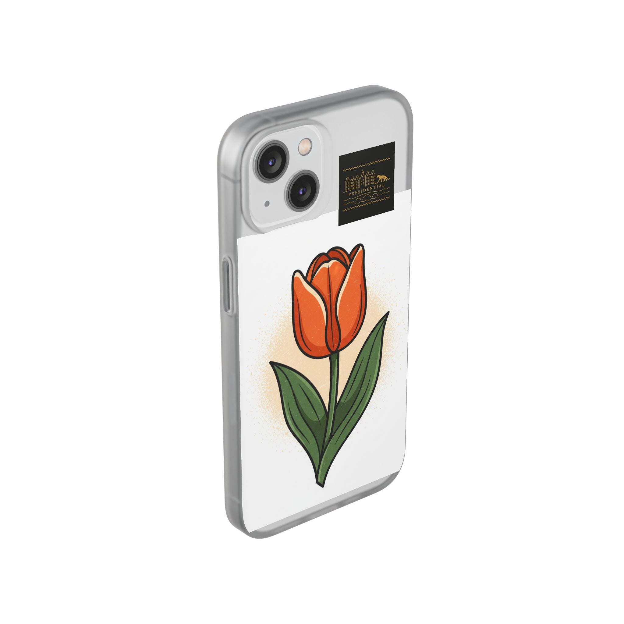 Orange Tulip Phone Case – Floral Flexi Case for Women, Spring Gift