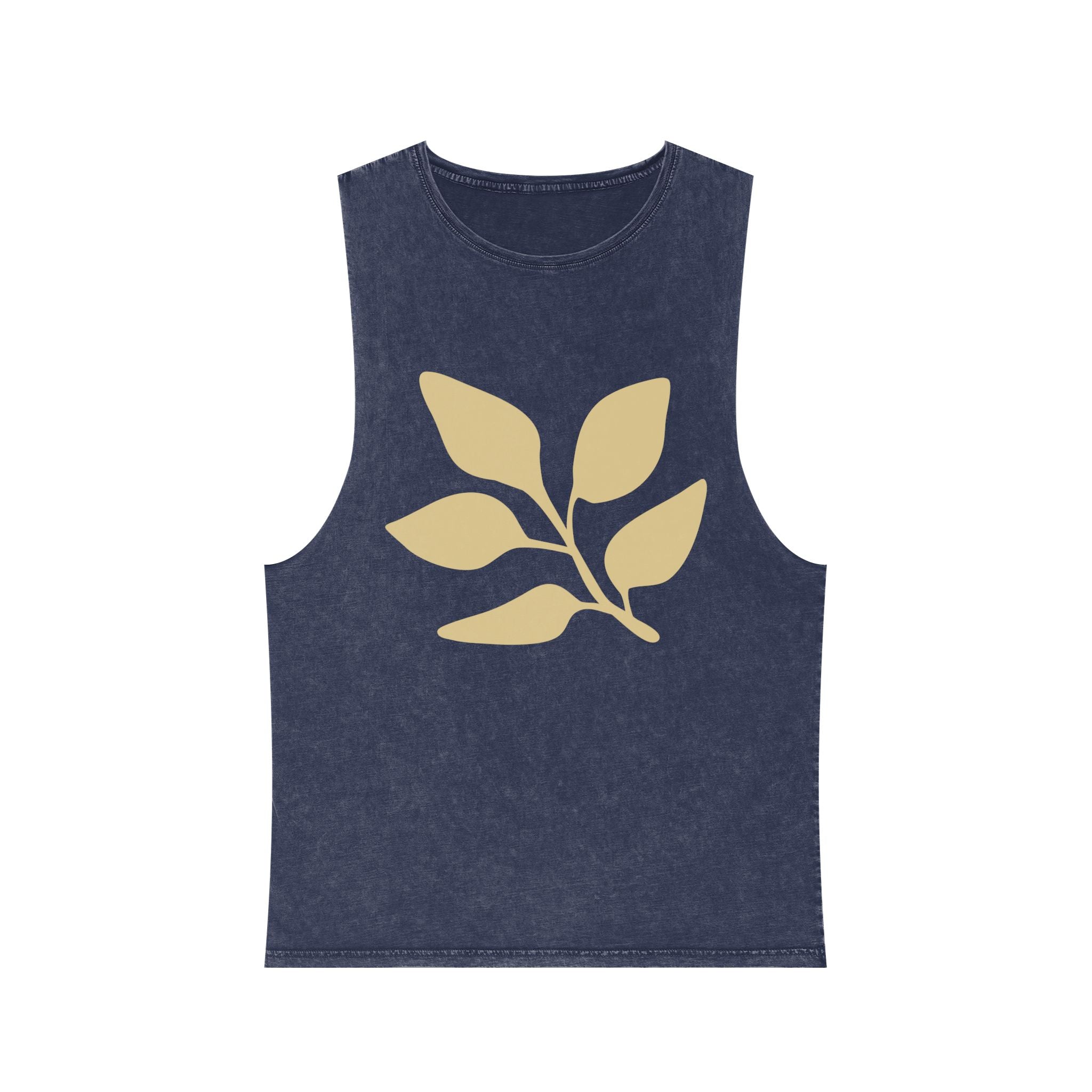 Stonewash Muscle Tank — Minimal Gold Leaf & Panther Graphic
