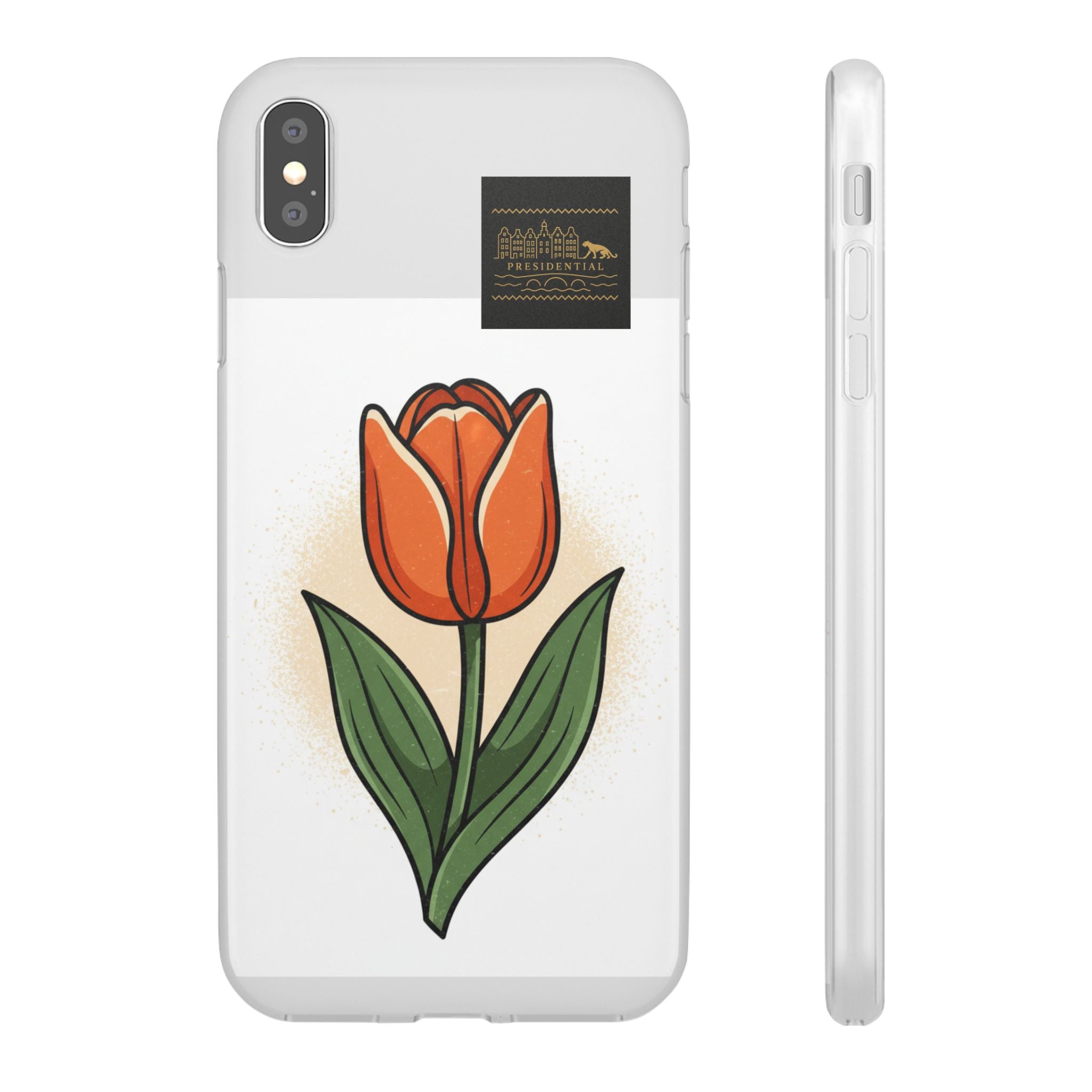 Orange Tulip Phone Case – Floral Flexi Case for Women, Spring Gift