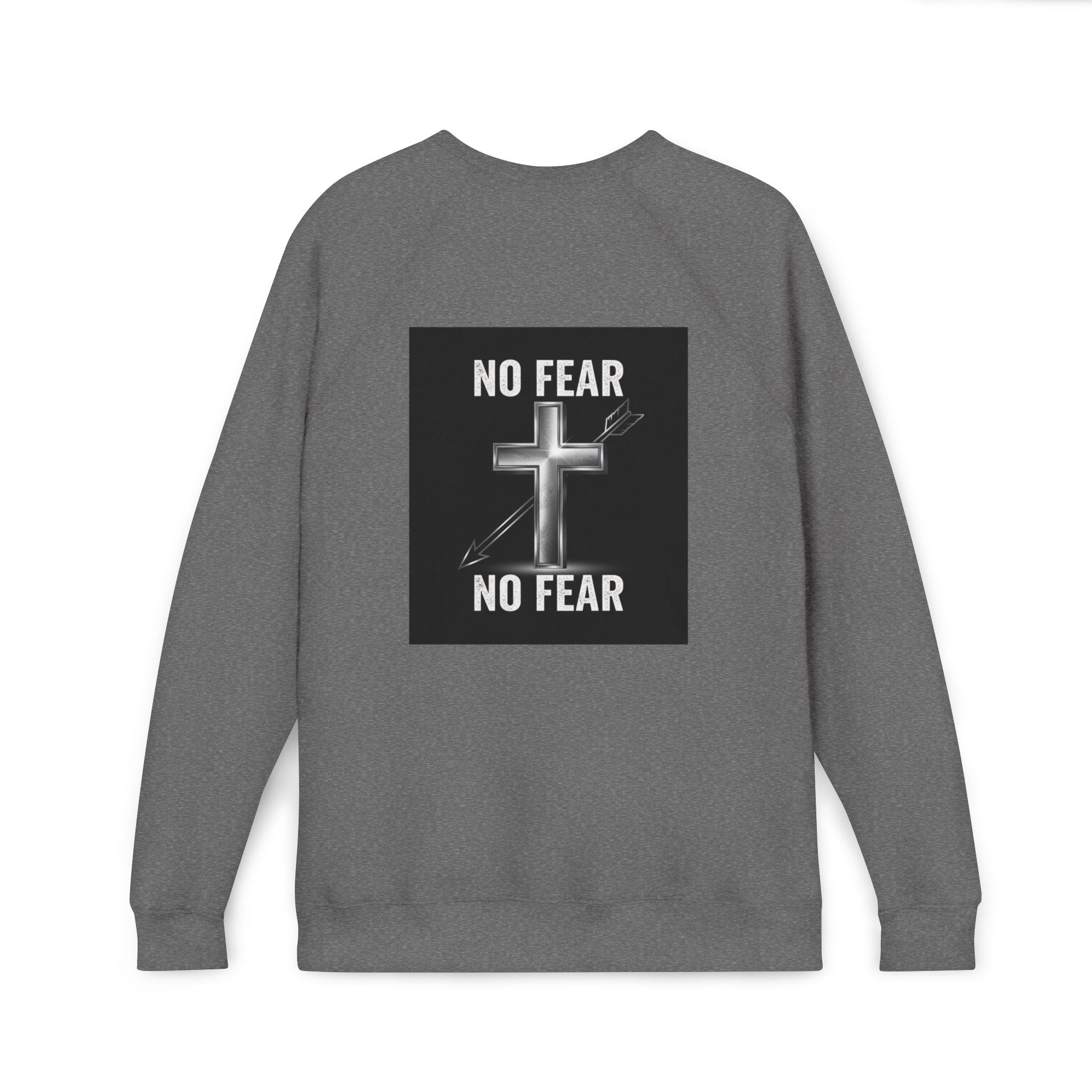 No Fear Cross Sweatshirt — Christian Faith Graphic Raglan