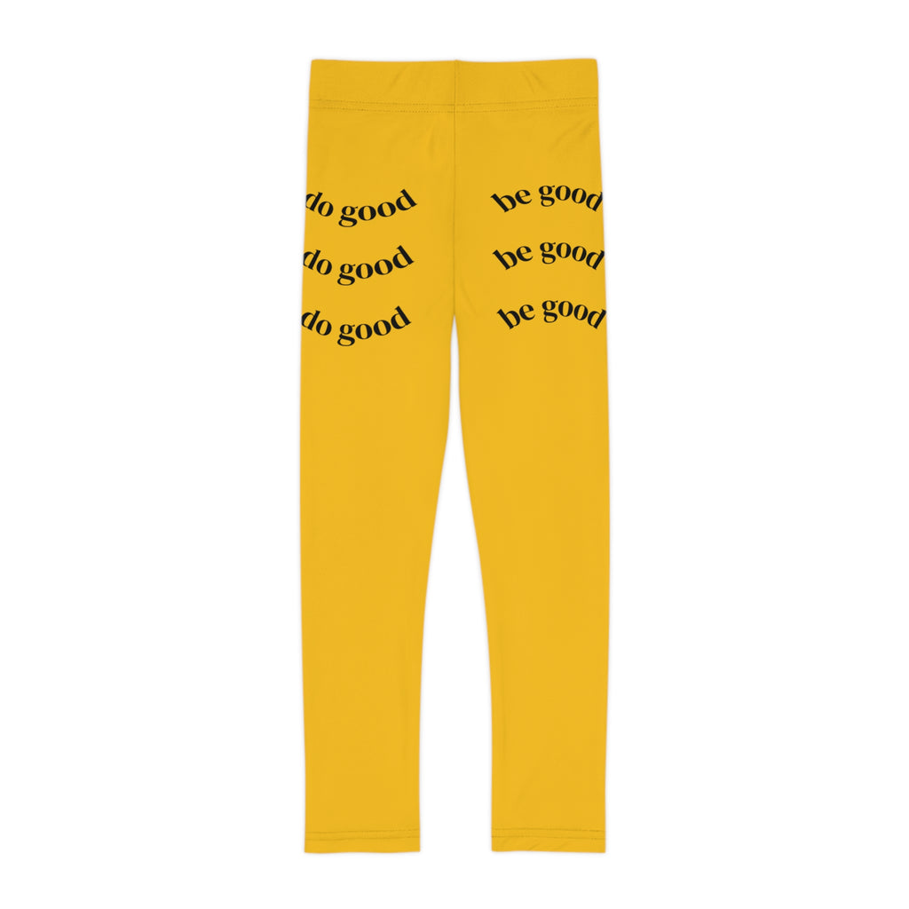 Kids Leggings — Yellow "Be Good / Do Good" Graphic Leggings for Girls & Boys