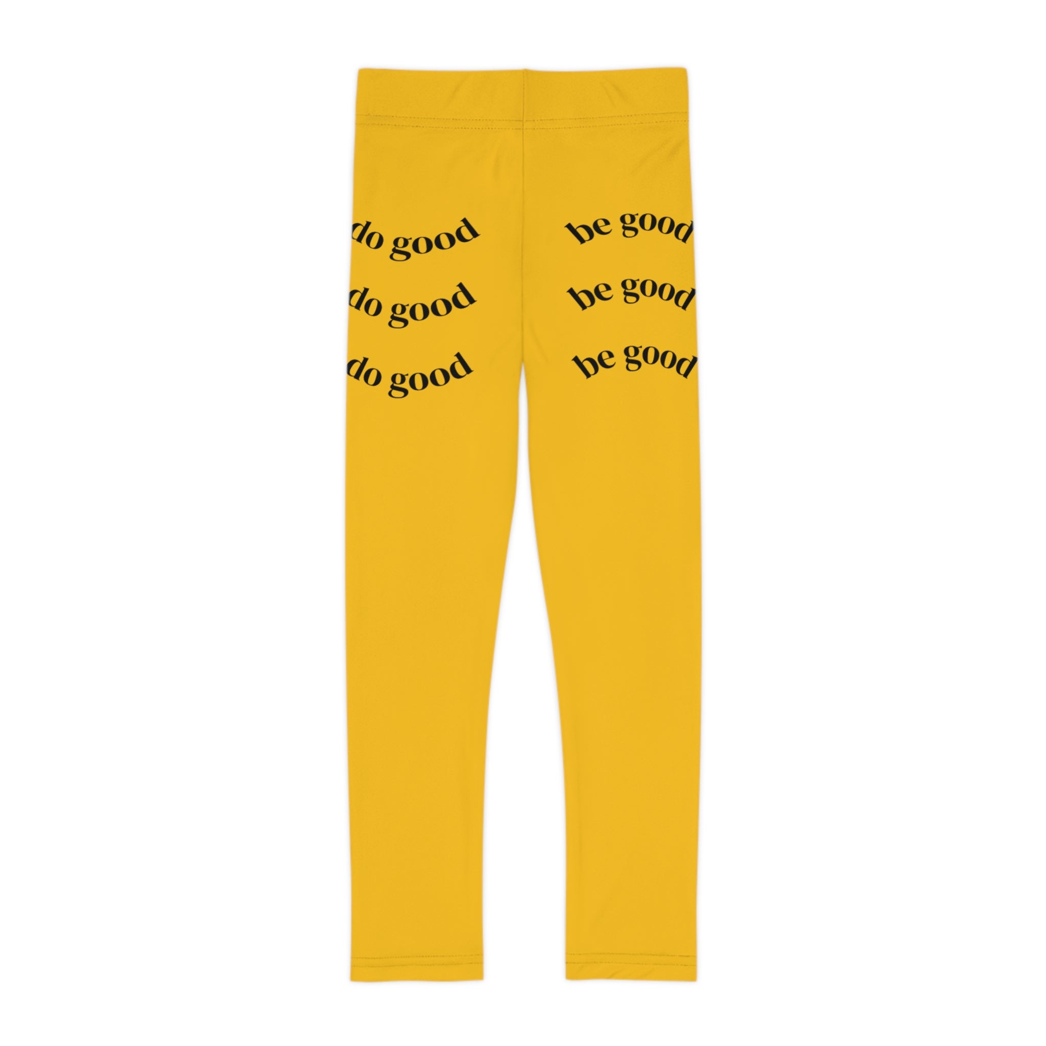 Kids Leggings — Yellow "Be Good / Do Good" Graphic Leggings for Girls & Boys