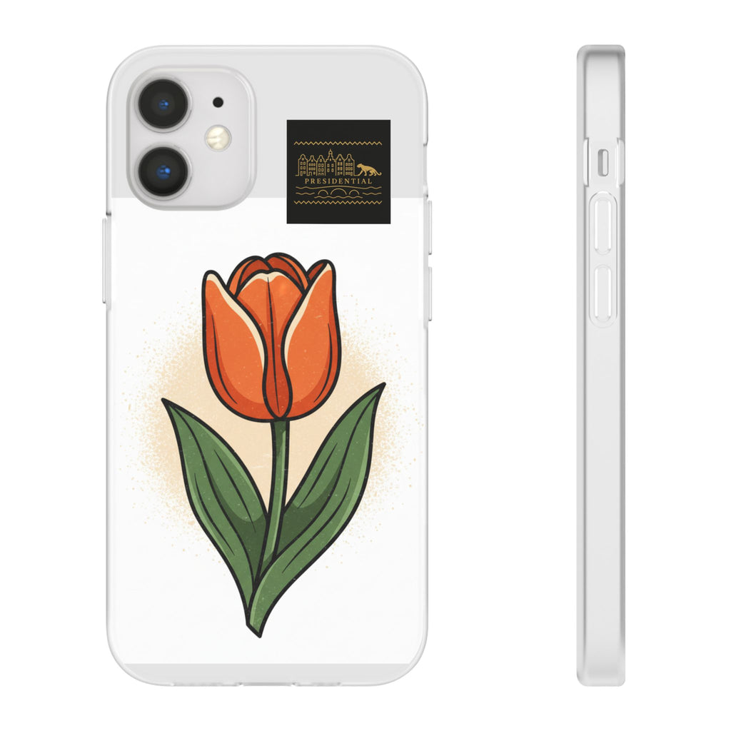 Orange Tulip Phone Case – Floral Flexi Case for Women, Spring Gift