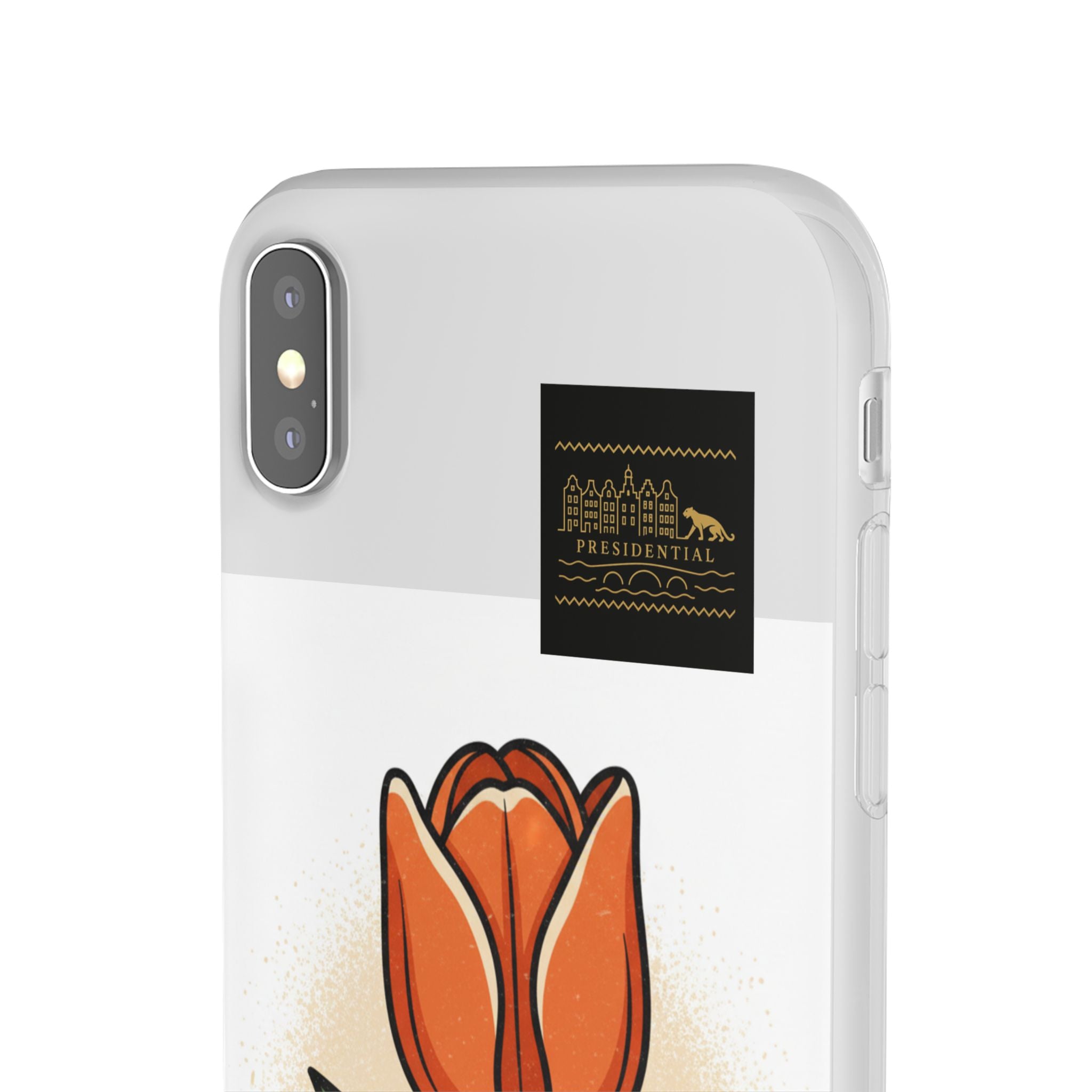 Orange Tulip Phone Case – Floral Flexi Case for Women, Spring Gift
