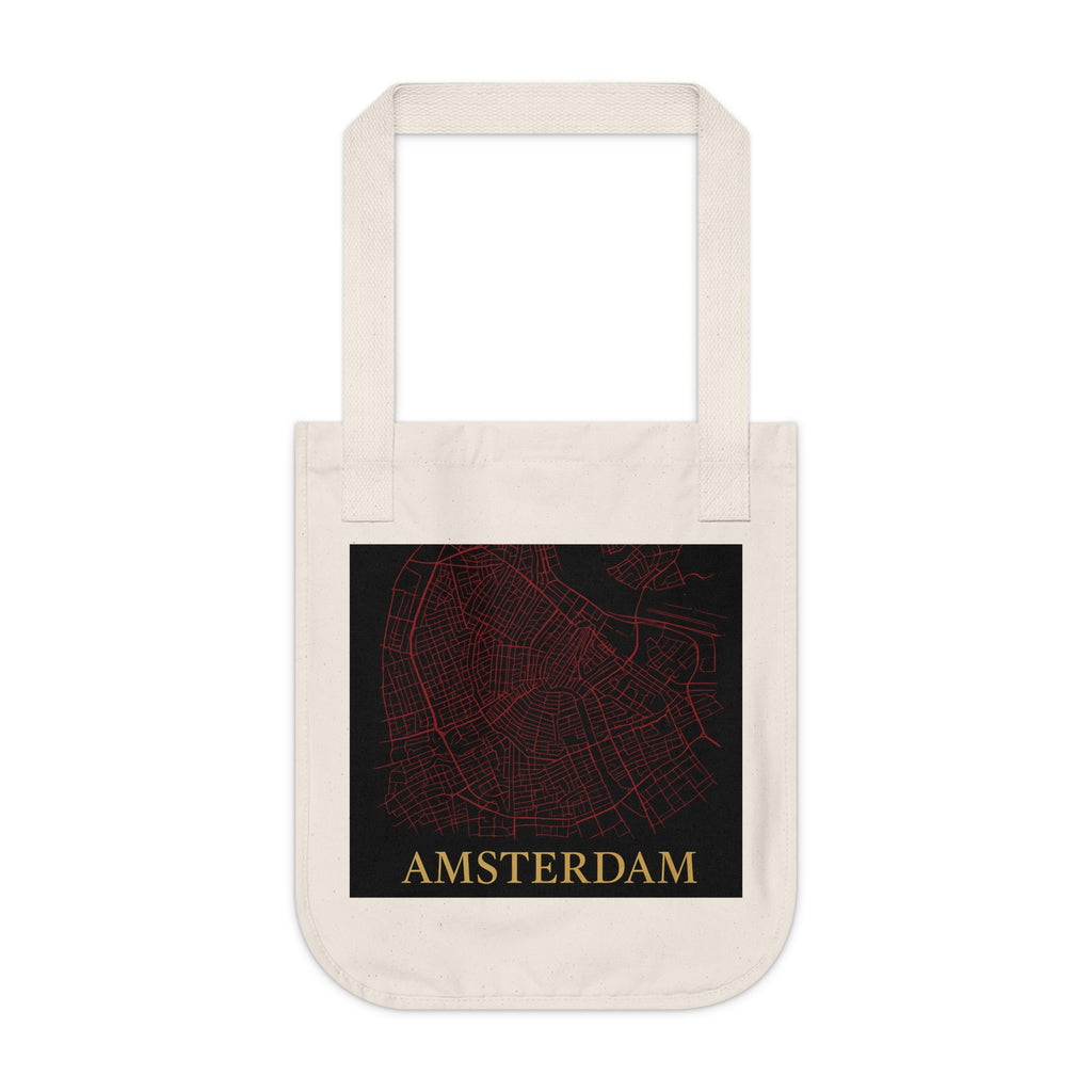 Amsterdam City Map Tote — Yellow Bike Illustration Organic Canvas Tote Bag