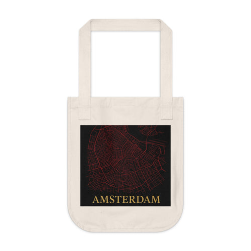 Amsterdam City Map Tote — Yellow Bike Illustration Organic Canvas Tote Bag