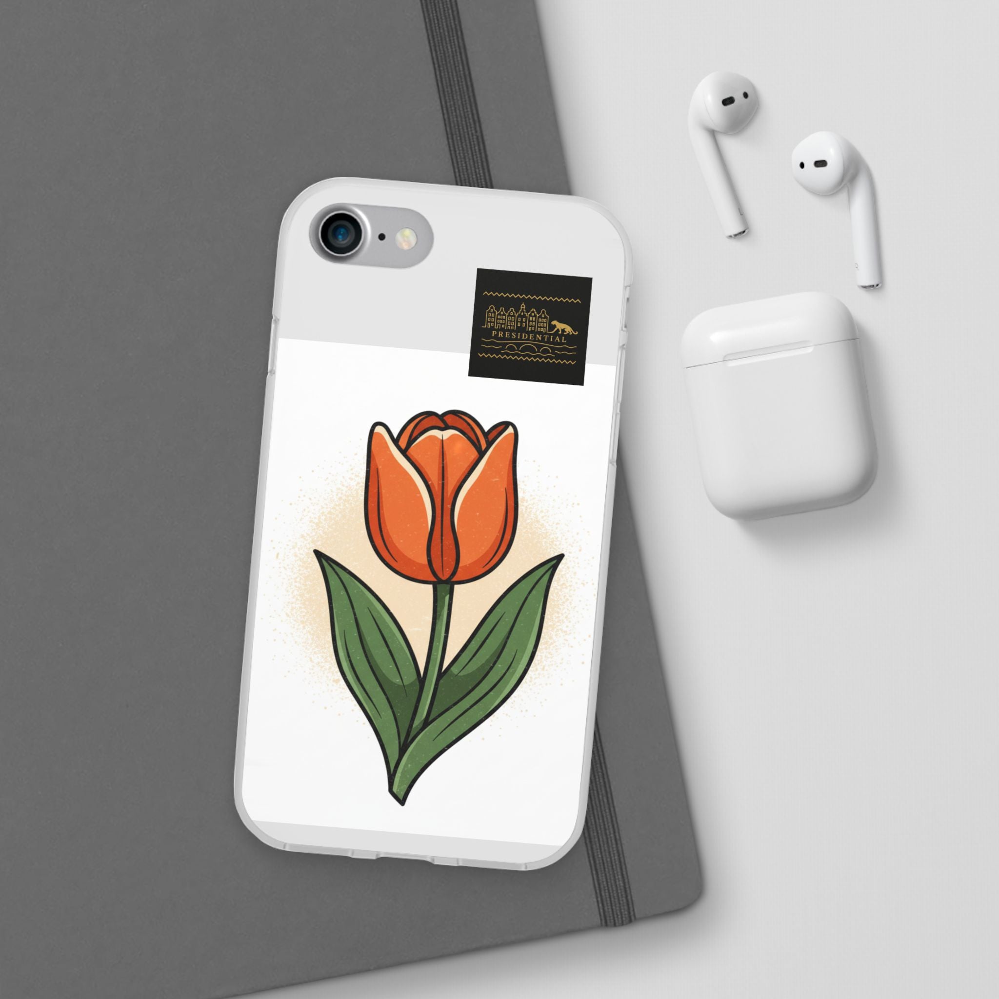 Orange Tulip Phone Case – Floral Flexi Case for Women, Spring Gift