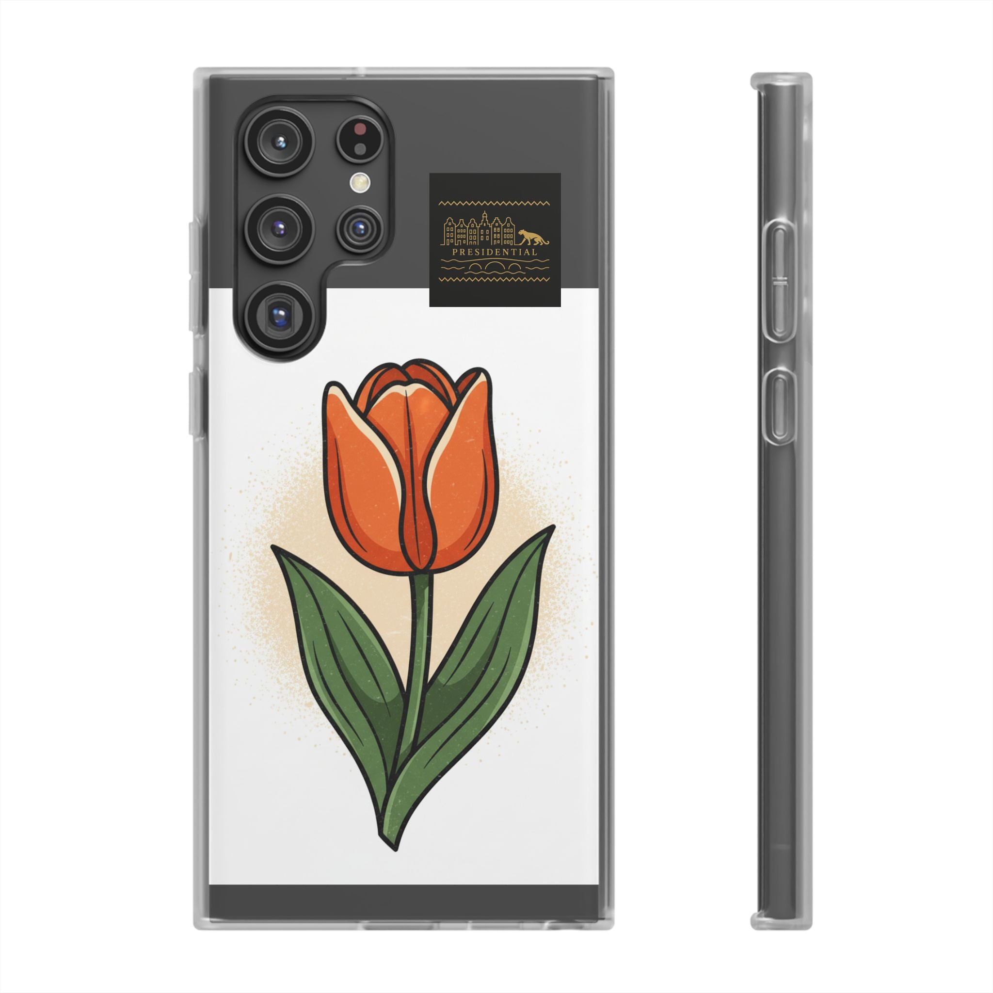 Orange Tulip Phone Case – Floral Flexi Case for Women, Spring Gift
