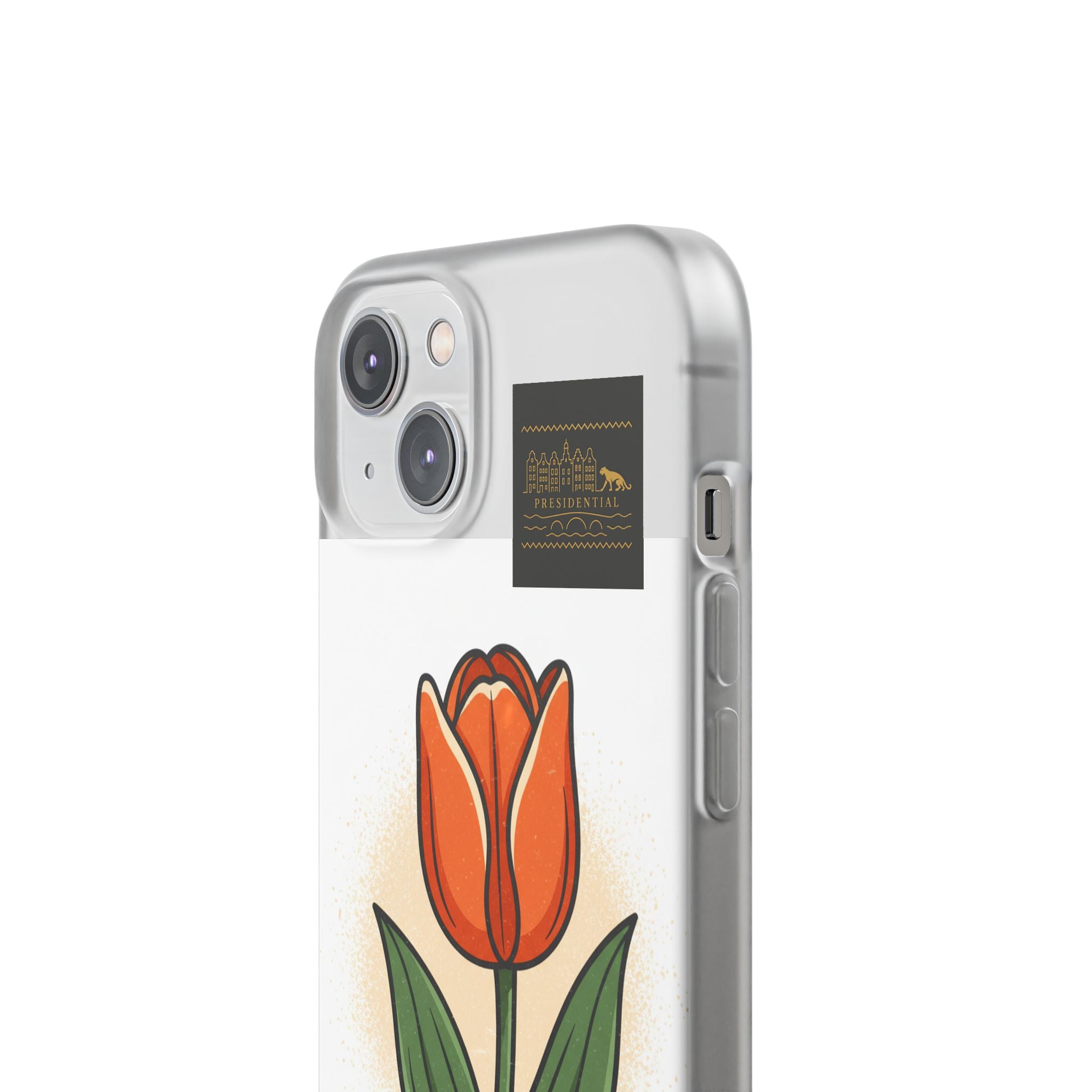 Orange Tulip Phone Case – Floral Flexi Case for Women, Spring Gift