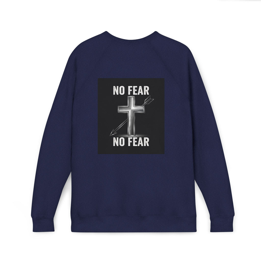 No Fear Cross Sweatshirt — Christian Faith Graphic Raglan