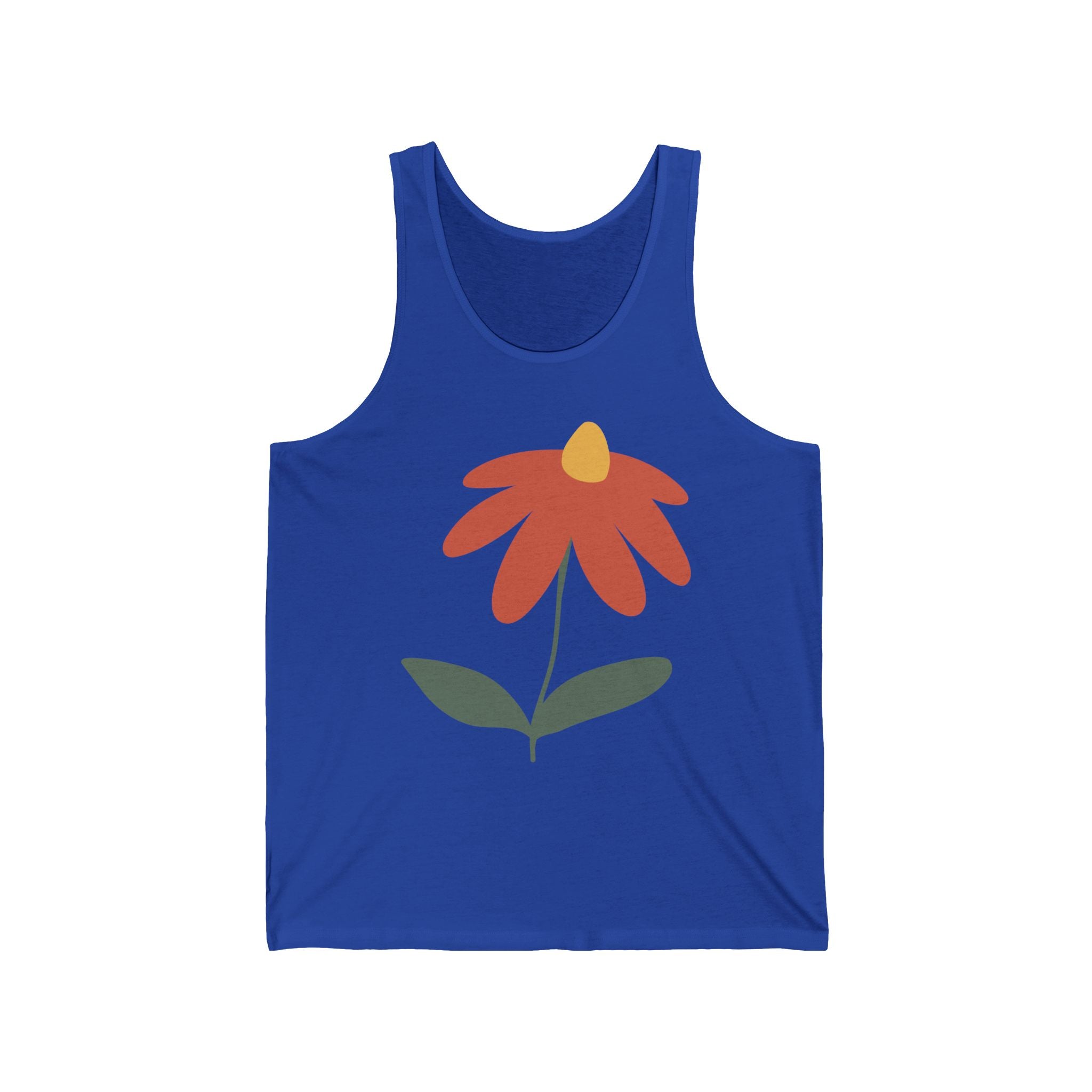 Floral & Presidential Graphic Tank Top — Minimal Flower and Bold Emblem Jersey Tank