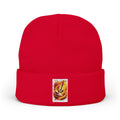 Embroidered Flame Patch Knit Beanie — Cozy Fire-Inspired Winter Hat