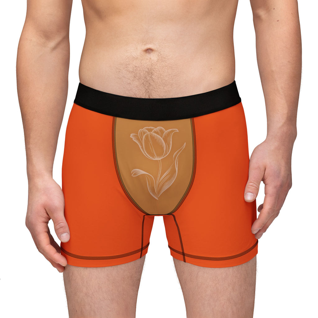 Orange Tulip Boxer Briefs — Floral Men's Boxer Shorts