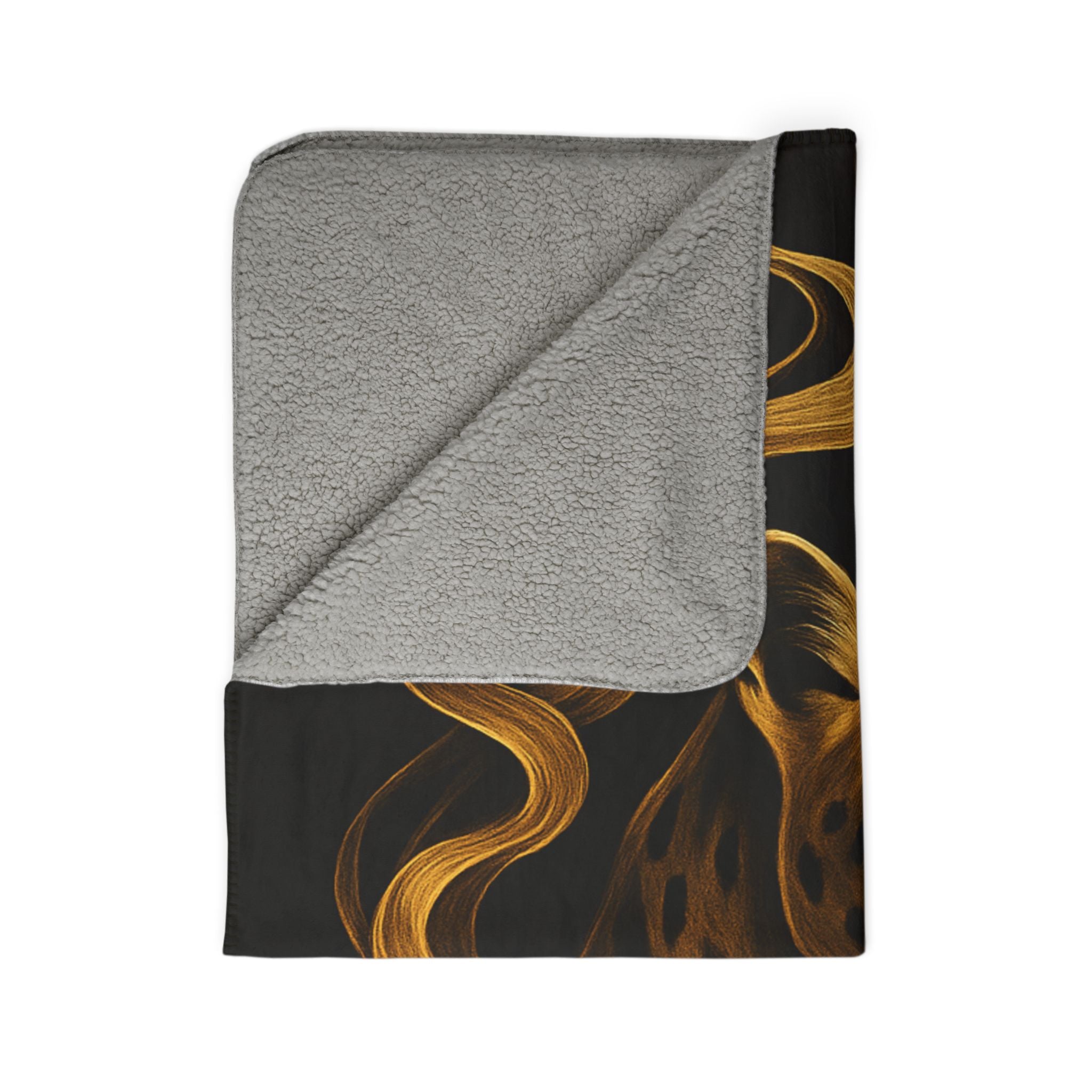 Leopard Flame Fleece Sherpa Blanket — Golden Wild Cat Cozy Throw